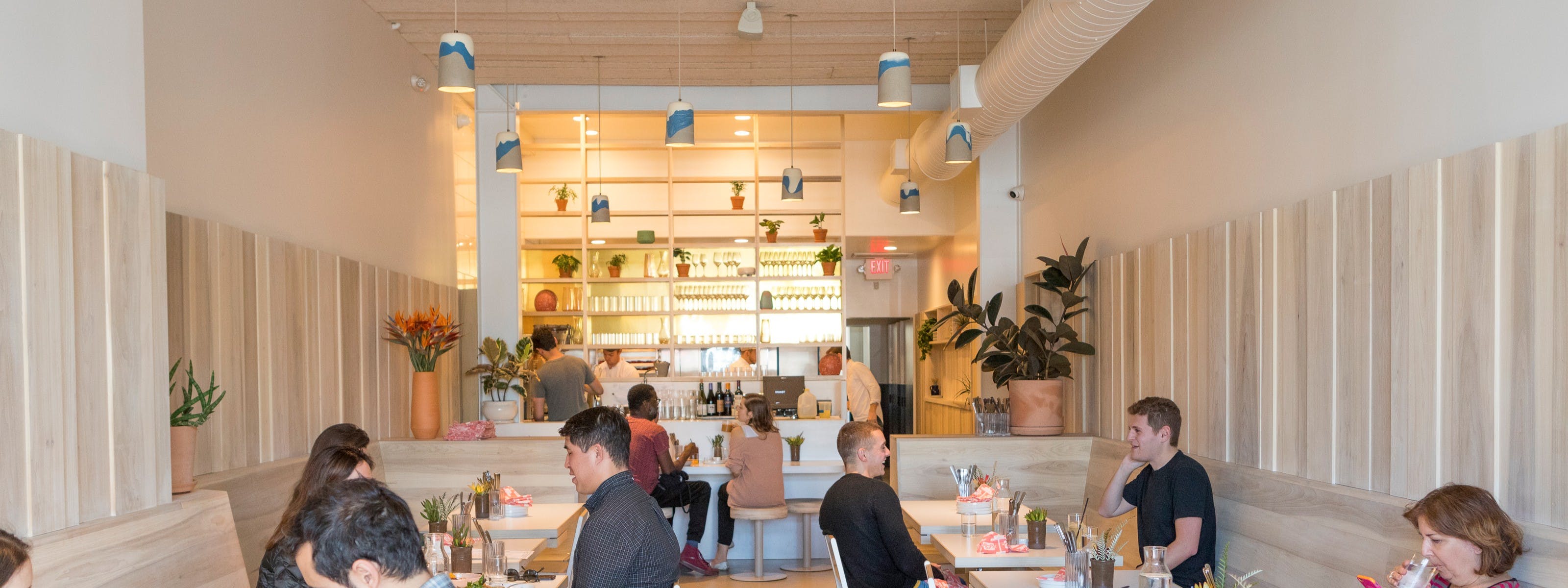 A bright table of dishes at Kismet in Los Feliz