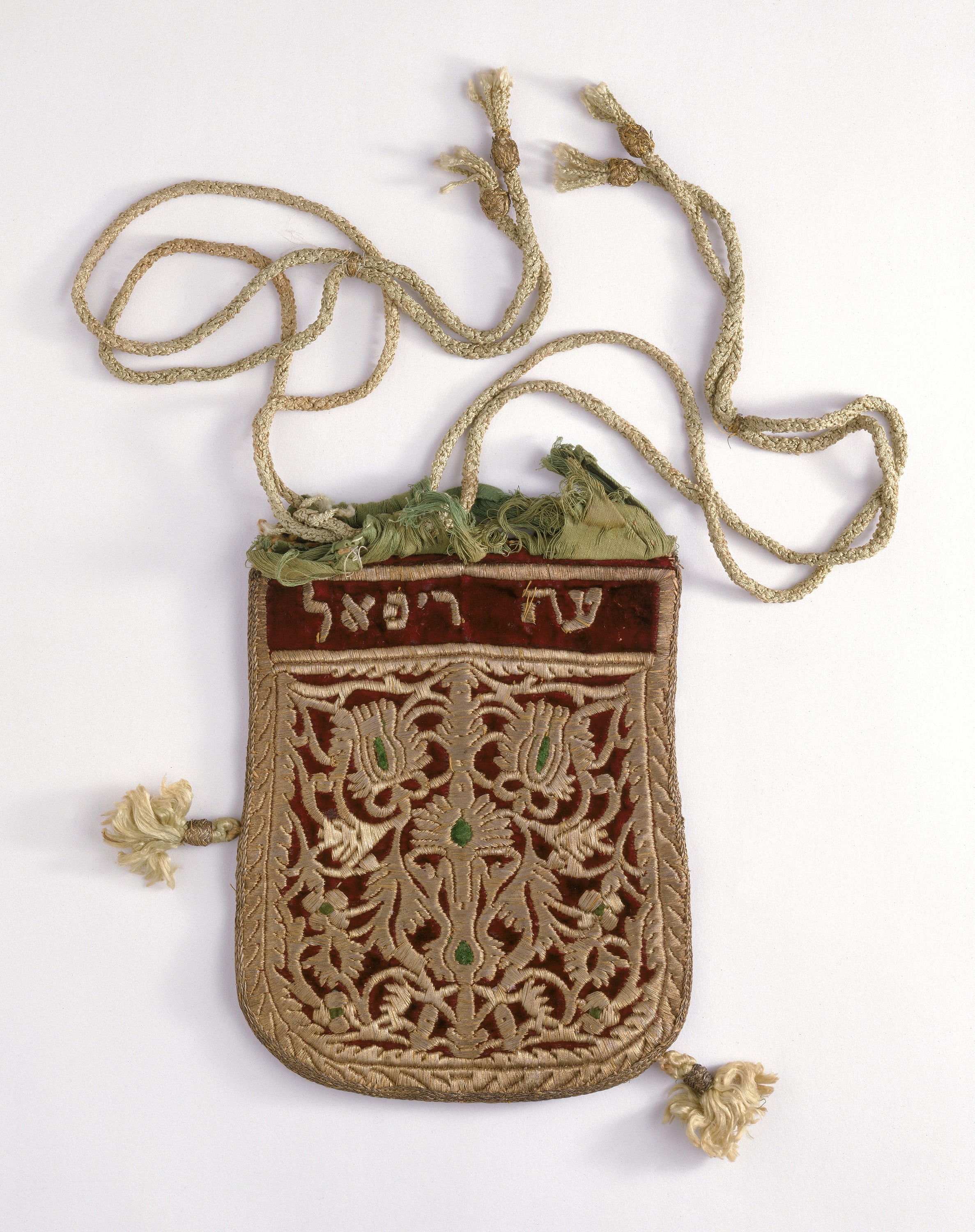 Tefillin Bag, Silk velvet: embroidered with metallic and silk thread; wool, c. 1898