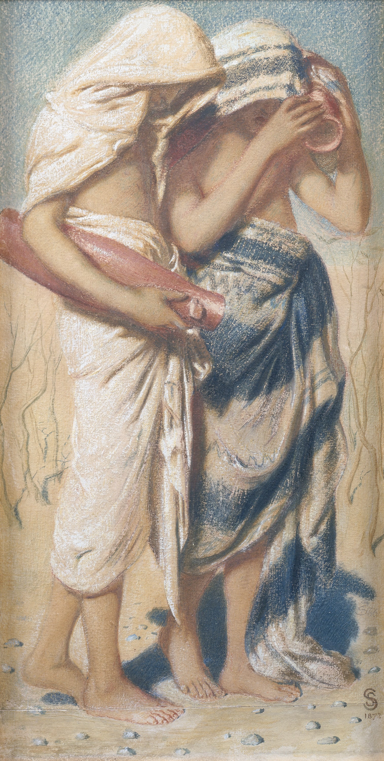 Simeon Solomon, The Drought:  "Judah mourneth, and the gates thereof languish..." (Jeremiah XIV, 2-3), Watercolor, gouache, and chalk on paper, 1872