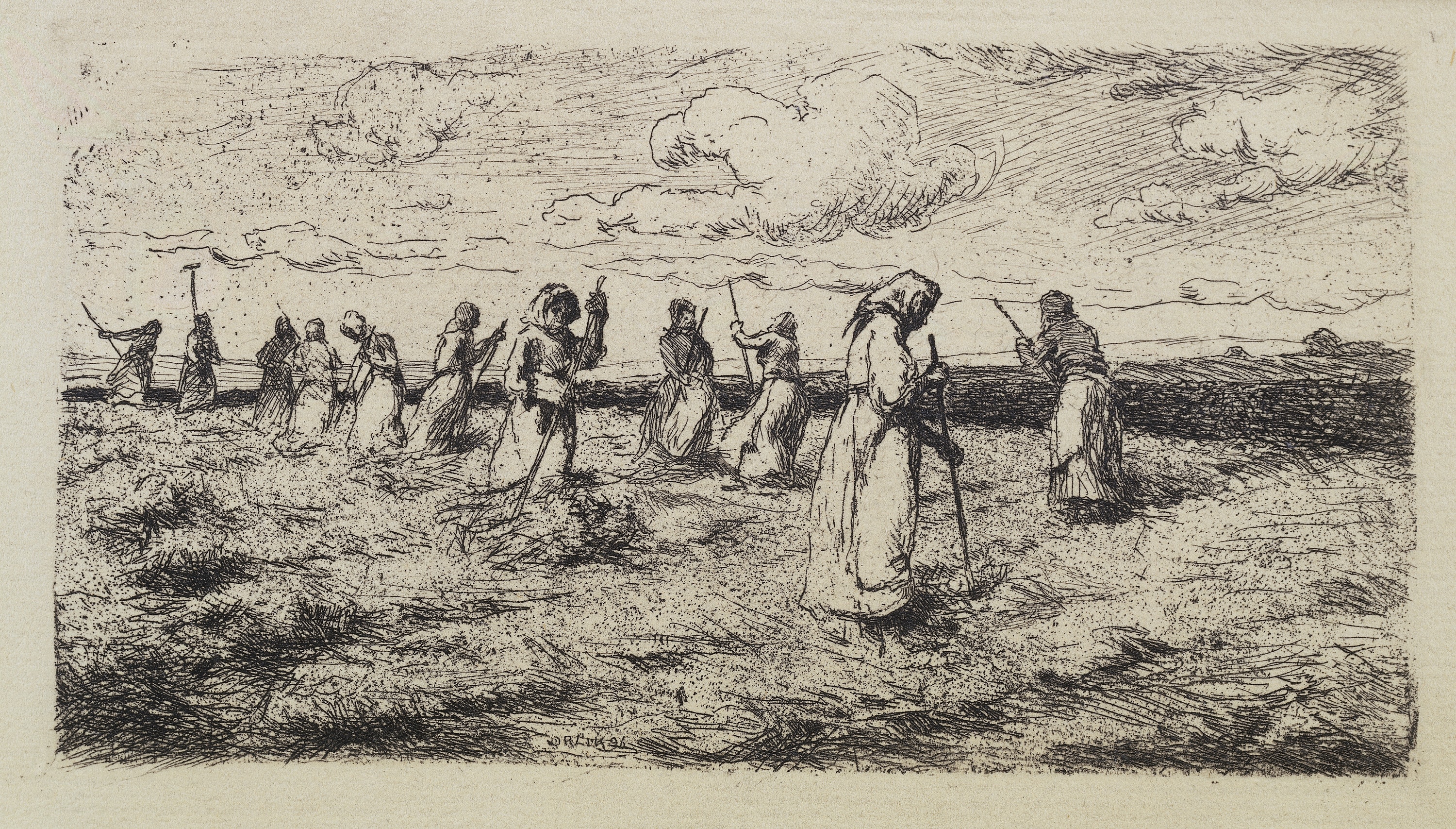 Emil Orlik, Am Felde (In the Fields) and Landschaft (Landscape), Etchings on paper, 1897
