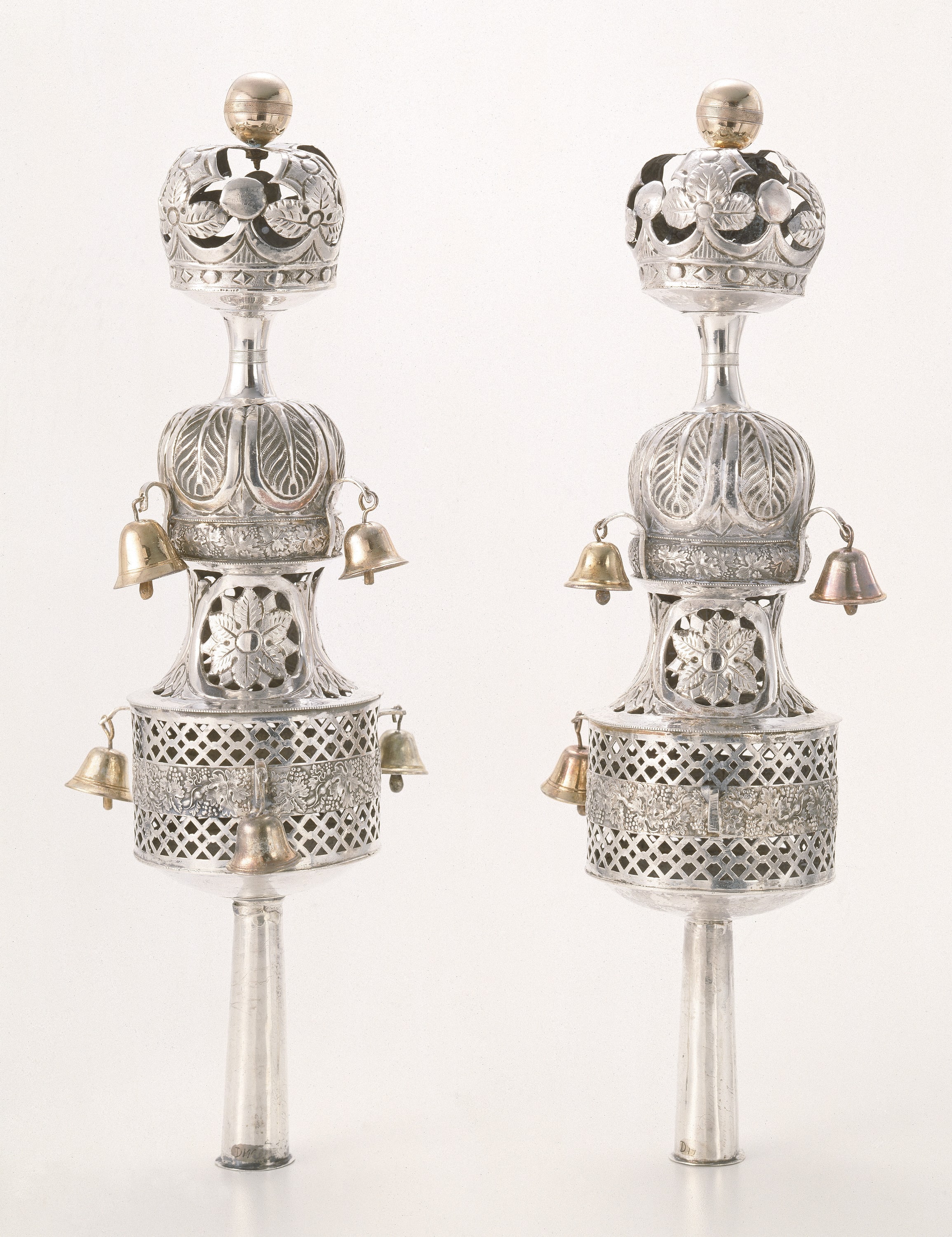 Johann Friedrich Wilhelm Borcke, Torah Finials, Silver: chased, pierced, die-stamped, engraved, and parcel-gilt, 1819-39