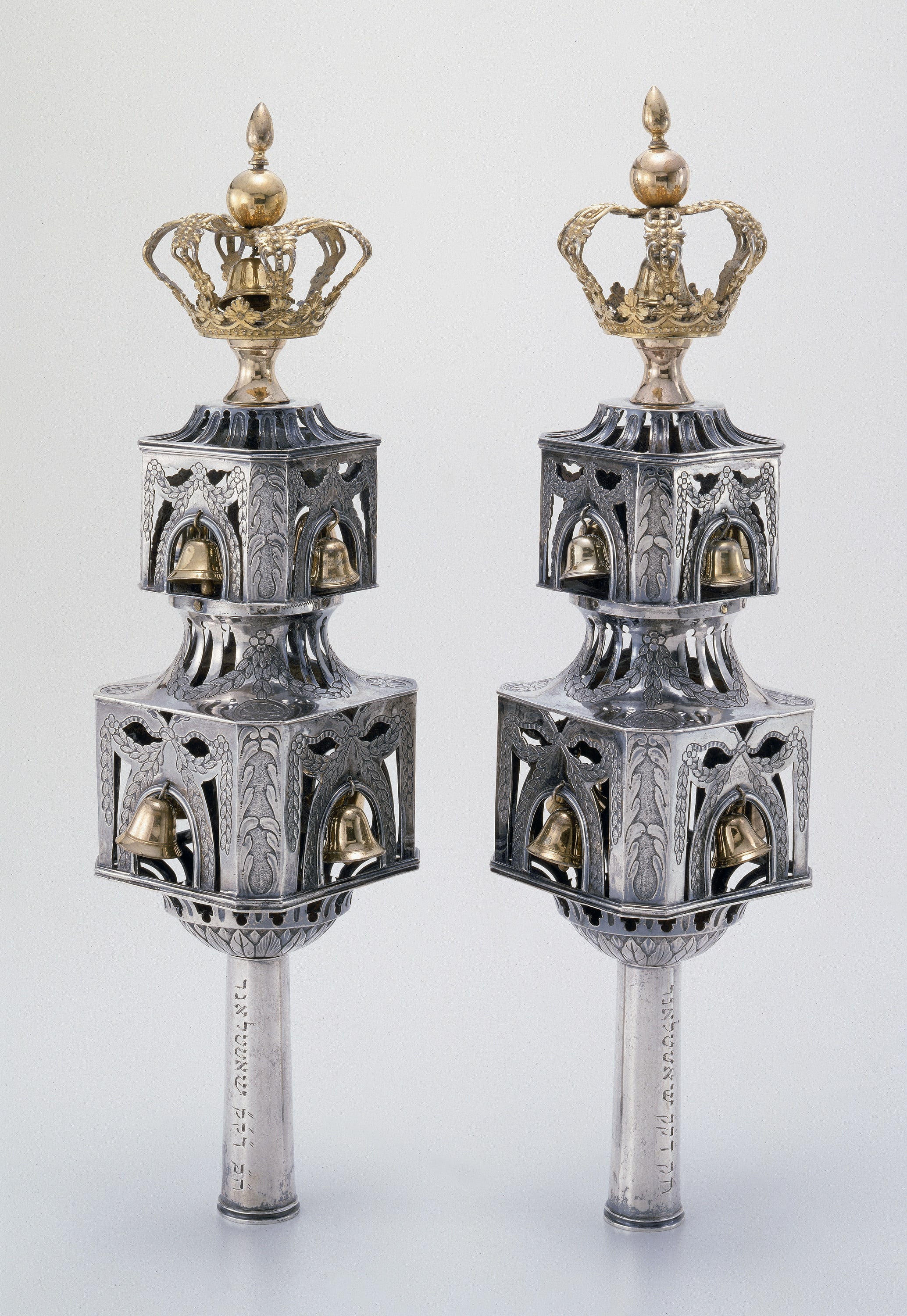 August Ferdinand Gentzmer (?), Torah Finials, Silver: chased, cast, and parcel-gilt, 1788-1802
