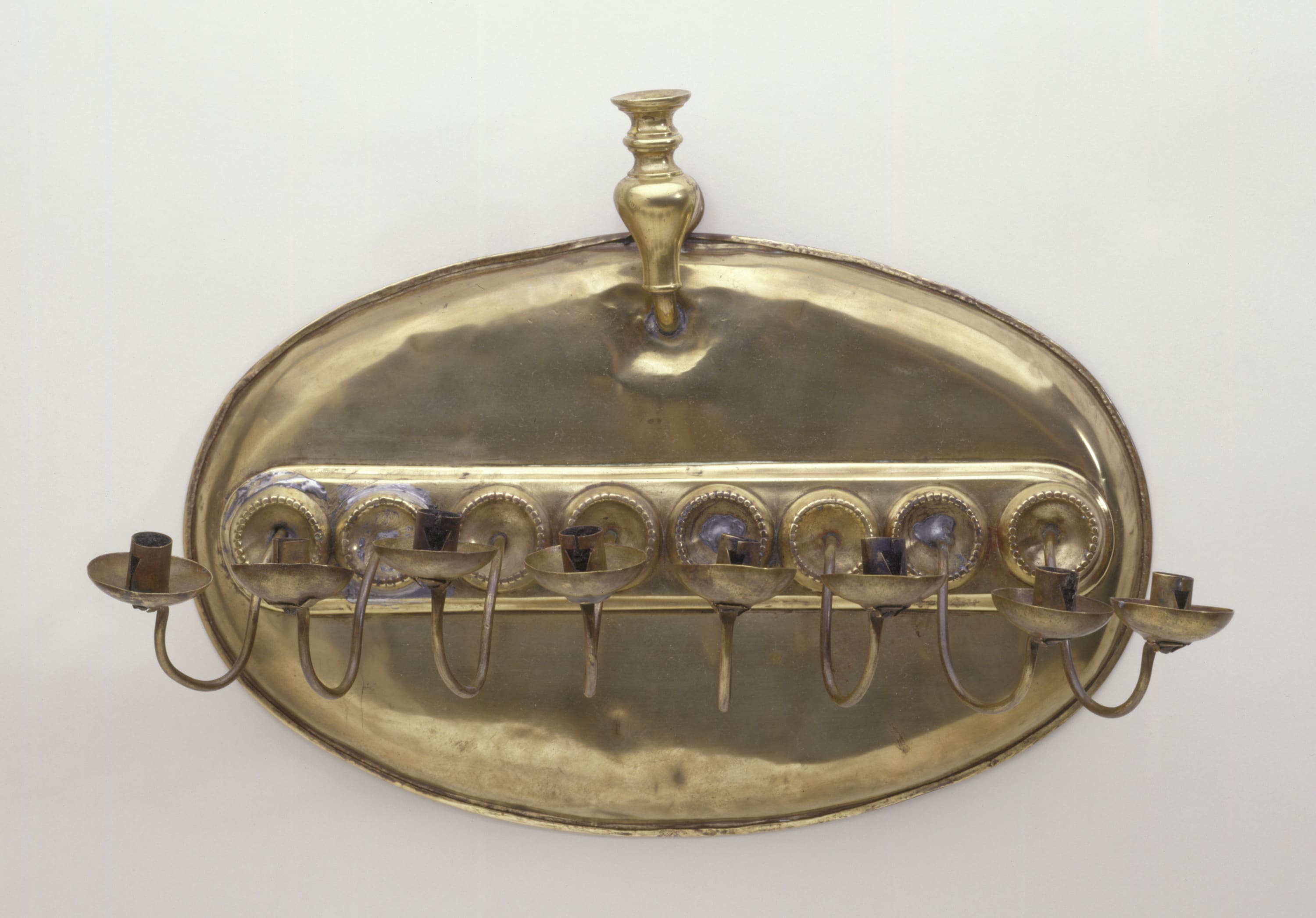 Hanukkah Lamp, Copper alloy: die-stamped, cast, and appliqué, late 19th-20th century (?)