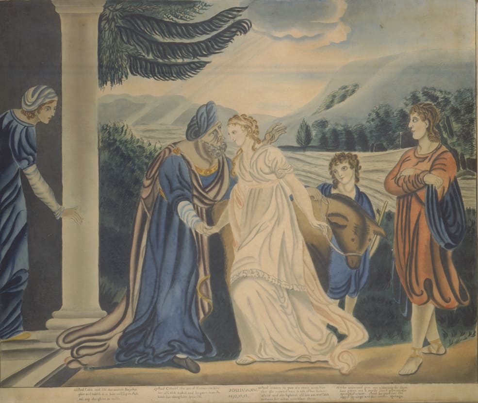 Caroline Innis, Caleb, Achsah and Othniel, Watercolor on paper, 1827