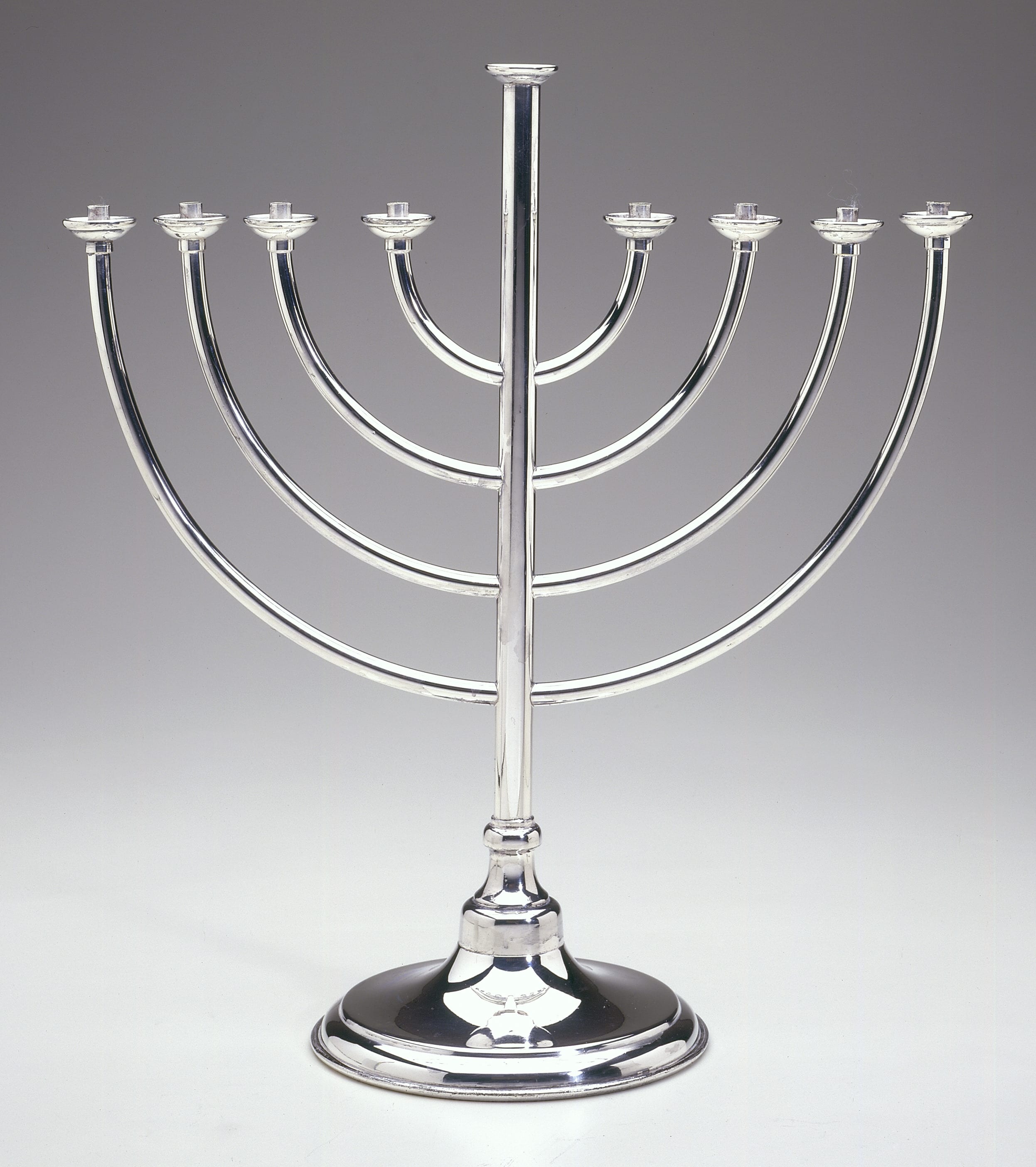 Meriden Britannia Company, Hanukkah Lamp, White metal: cast and silver-plated, late 19th century