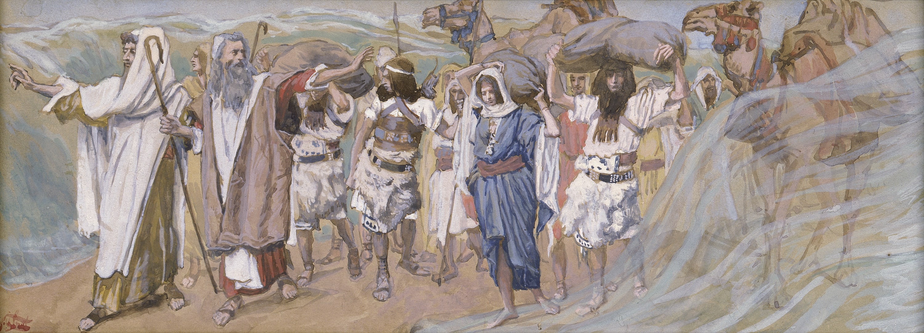 James Jacques Joseph Tissot, The Waters Are Divided (Les eaux s'entr'ouvrent), Gouache on board, c. 1896-1902