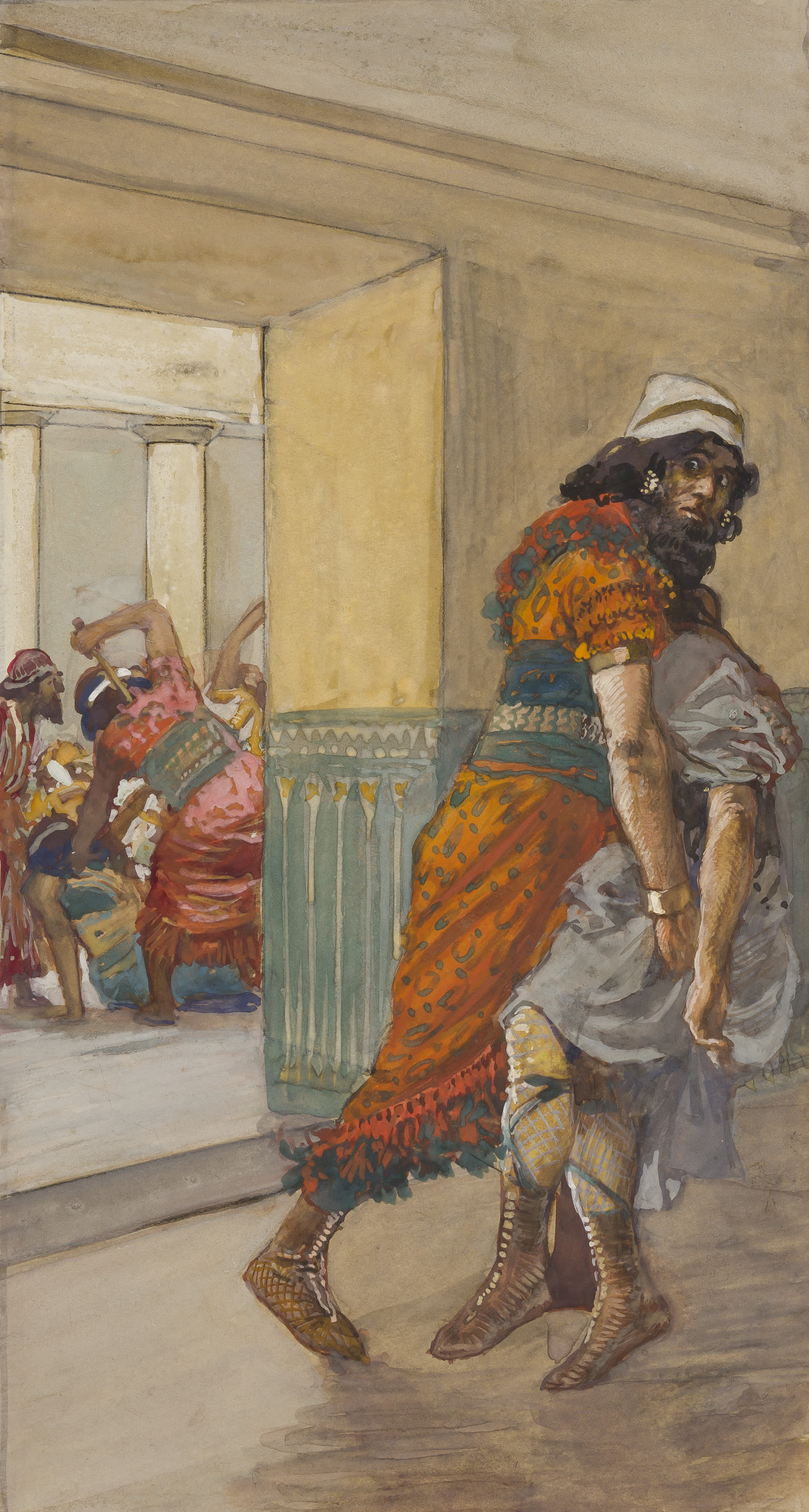 James Jacques Joseph Tissot (French, 1836-1902) and followers, Jotham Is Saved (Joatham échappe au massacre), Gouache on board, c. 1896-1902