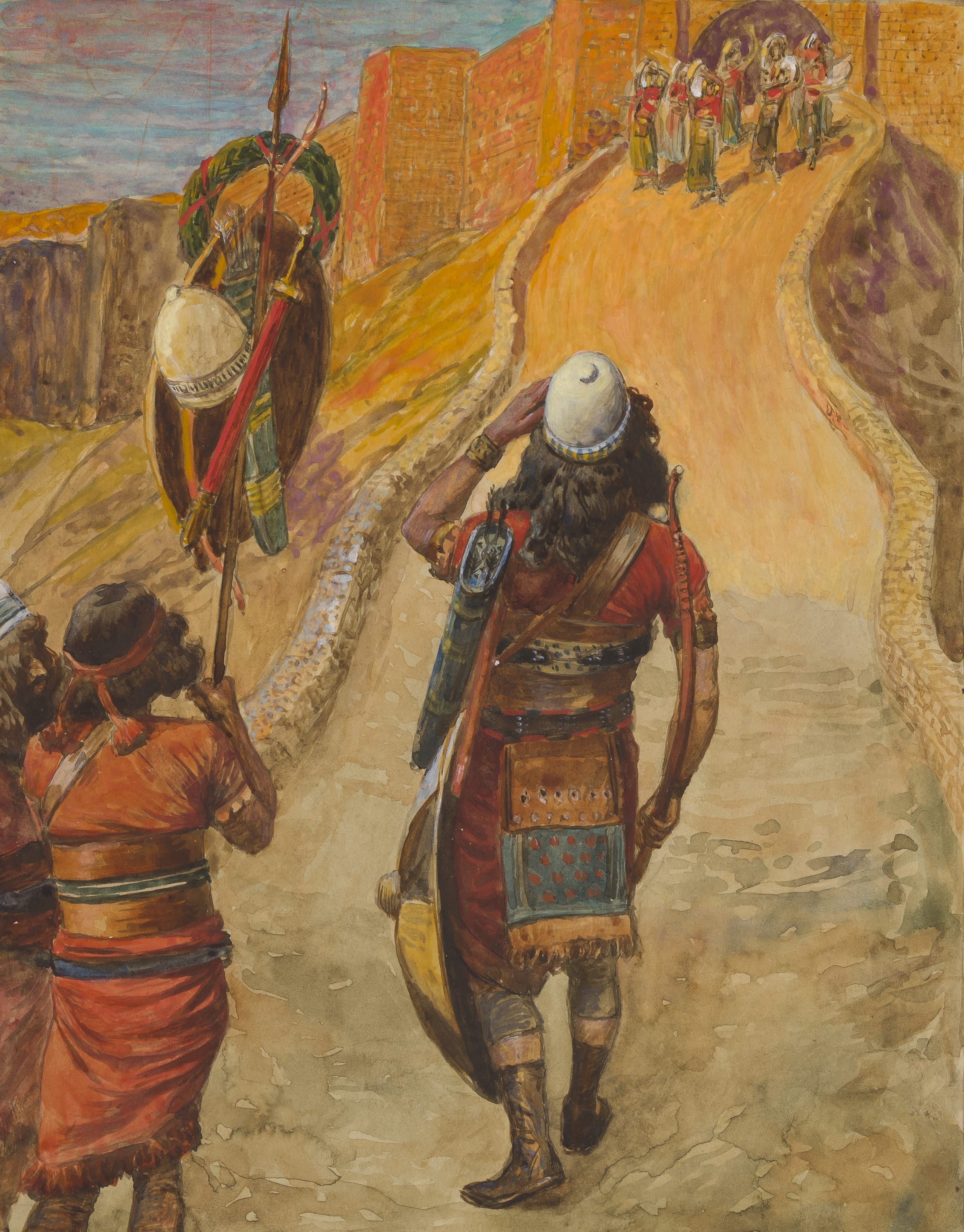 James Jacques Joseph Tissot (French, 1836-1902) and followers, Jephthah Sees His Daughter From Afar (Jepthé voit de loin sa fille), Gouache on board, c. 1896-1902