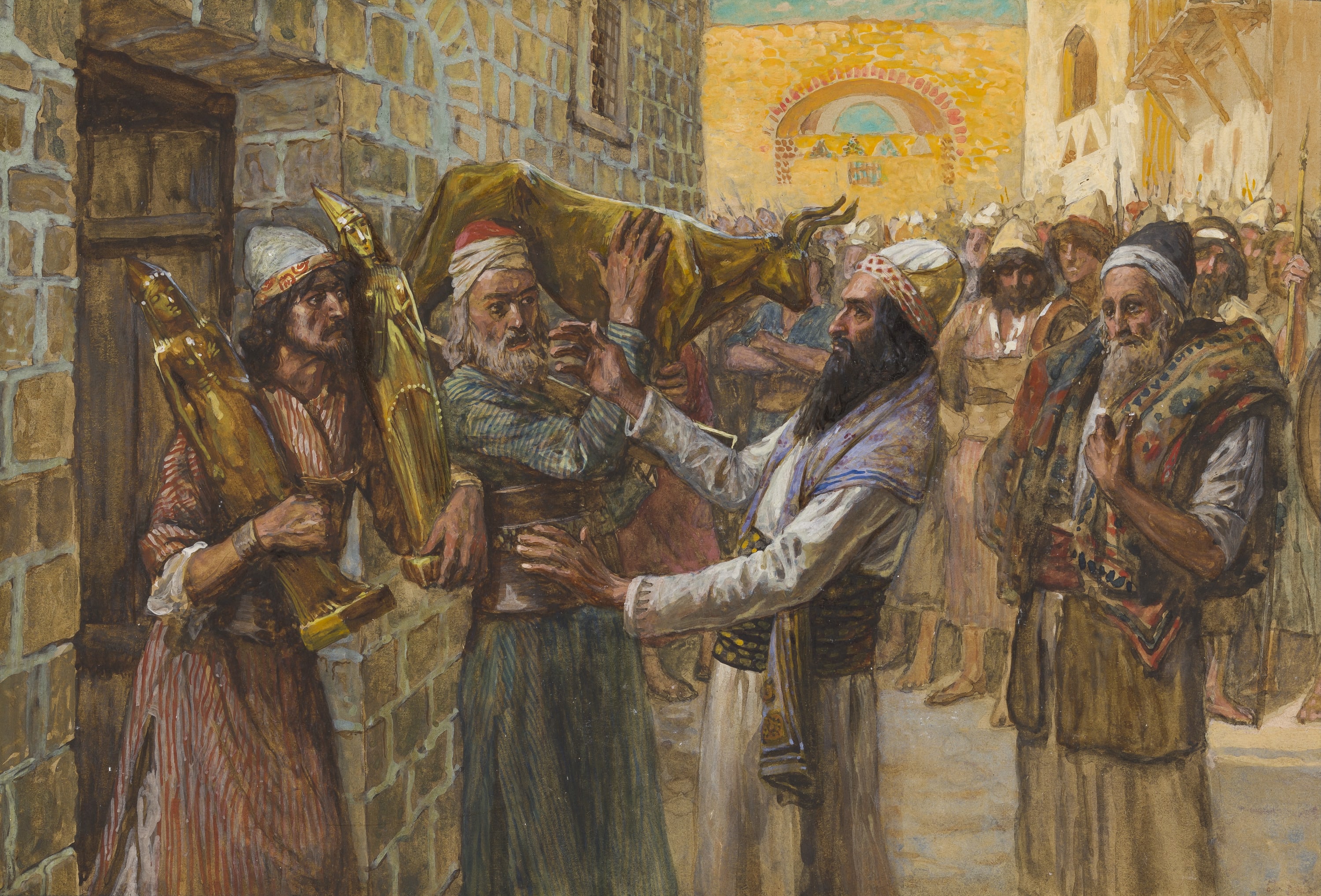 James Jacques Joseph Tissot (French, 1836-1902) and followers, The Idols Are Brought Out (On apporte les idoles), Gouache on board, c. 1896-1902