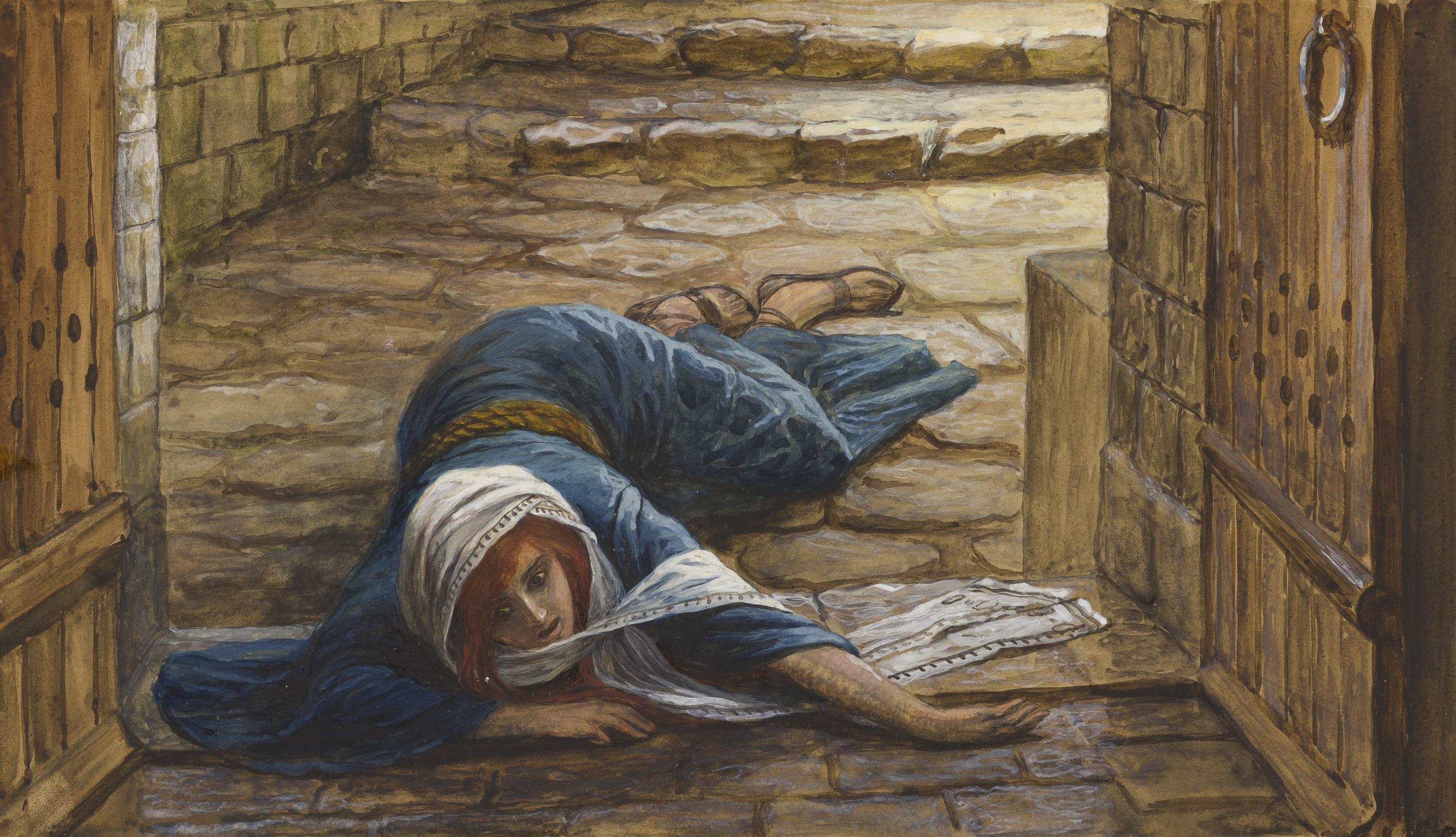 James Jacques Joseph Tissot (French, 1836-1902) and followers, The Levite's Wife Dies at the Door (La femme du Lévite meurt à sa porte), Gouache on board, c. 1896-1902