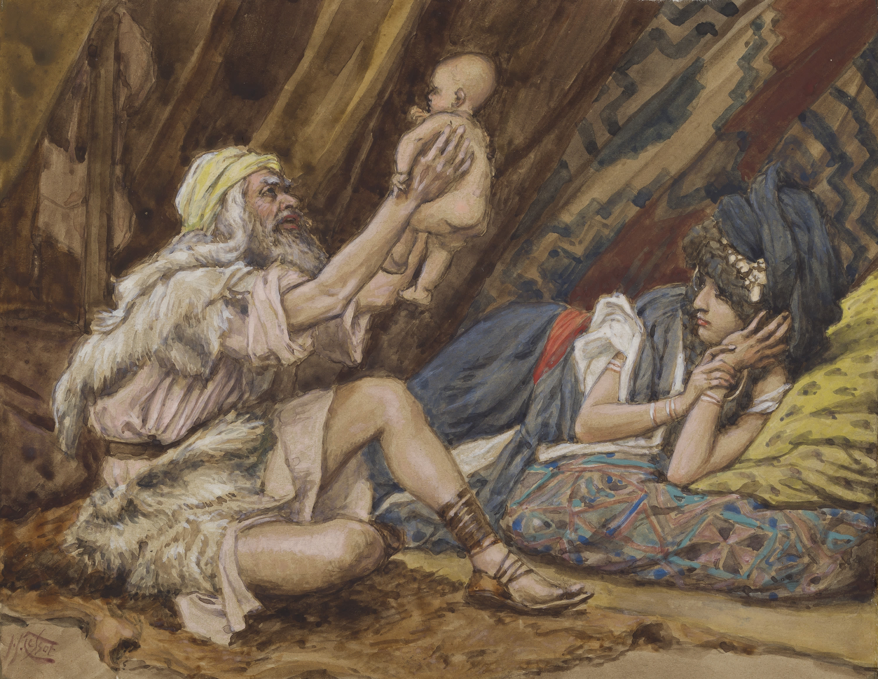 James Jacques Joseph Tissot, Birth of Noah (Naissance de Noé), Gouache on board, c. 1896-1902