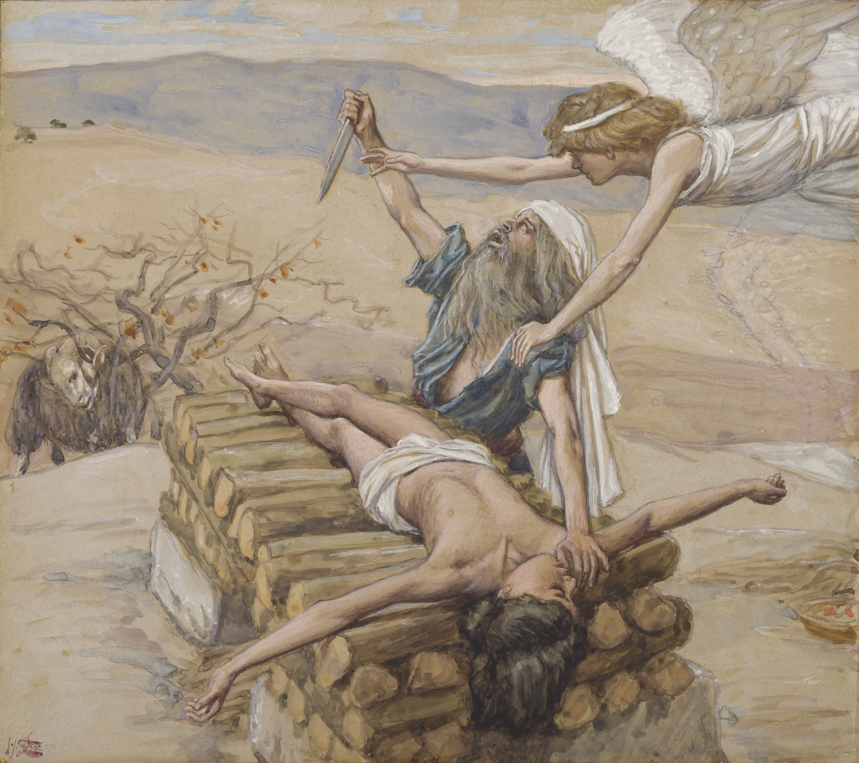 James Jacques Joseph Tissot, The Offering of Abraham (Le sacrifice d'Abraham), Gouache on board, c. 1896-1902