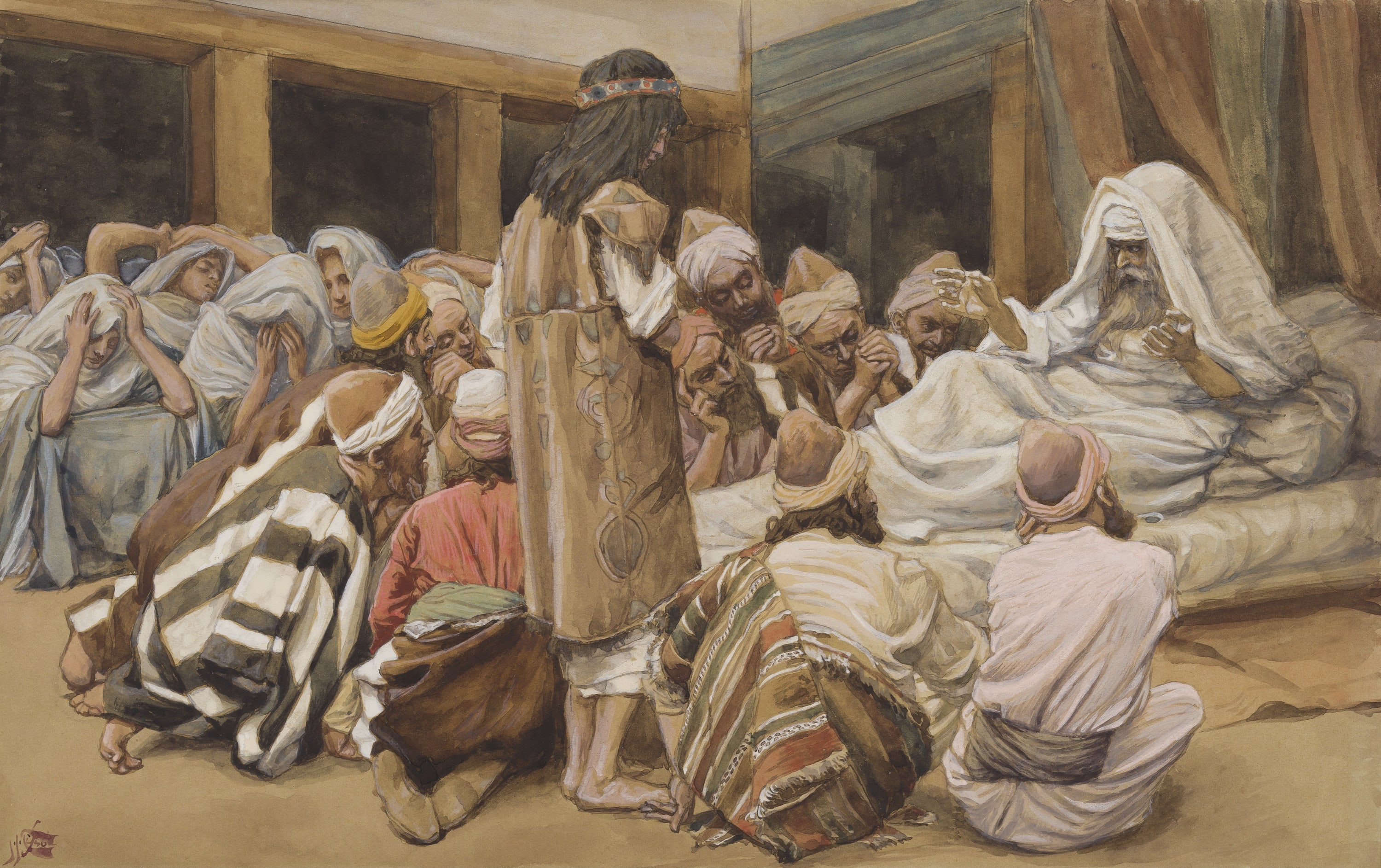 James Jacques Joseph Tissot, Jacob's Last Moments (Les derniers moments de Jacob), Gouache on board, c. 1896-1902