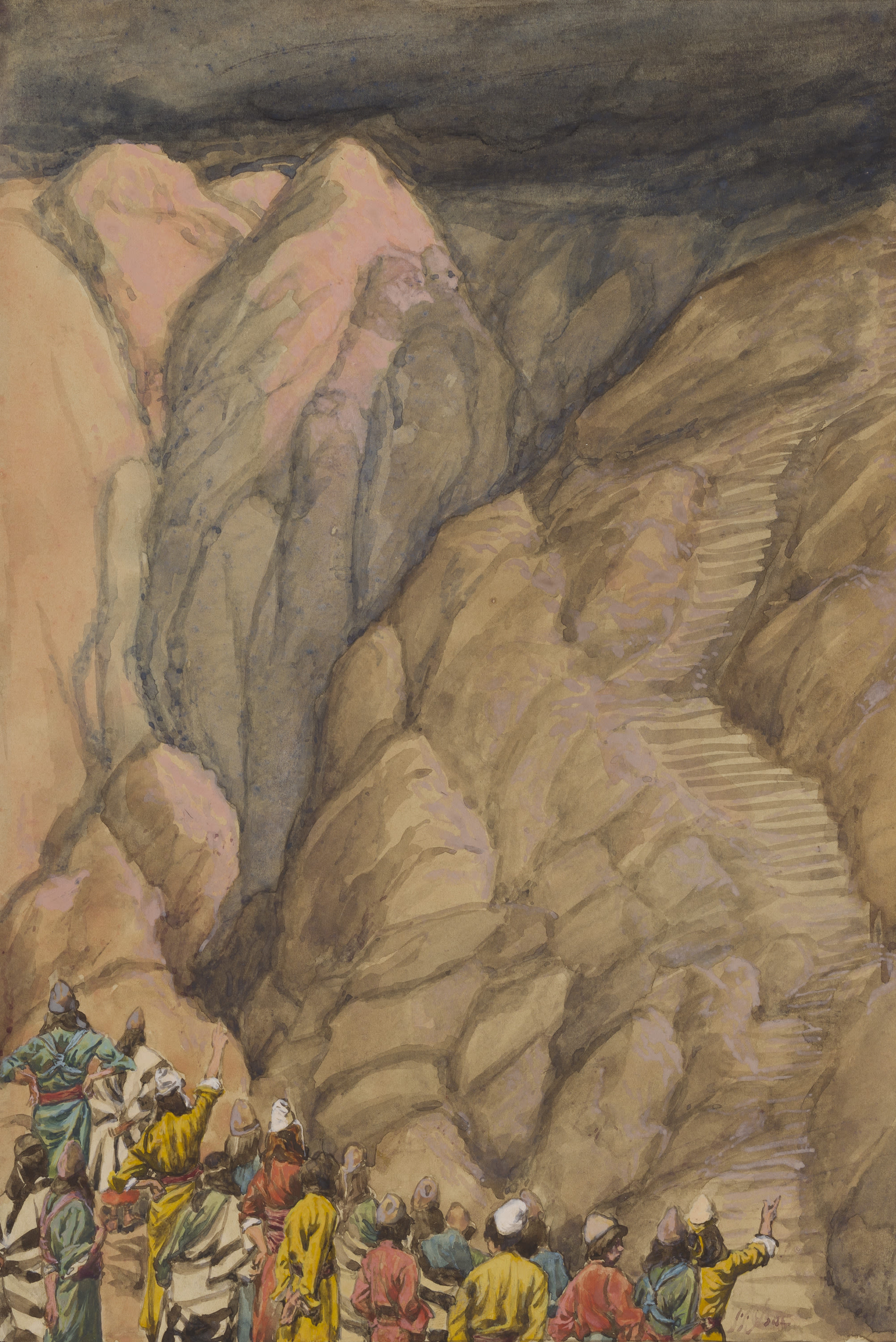 James Jacques Joseph Tissot (French, 1836-1902) and followers, The Cloud of Smoke on Mount Sinai (La nuée  sur  le  mont Sinaï), Gouache on board, c. 1896-1902