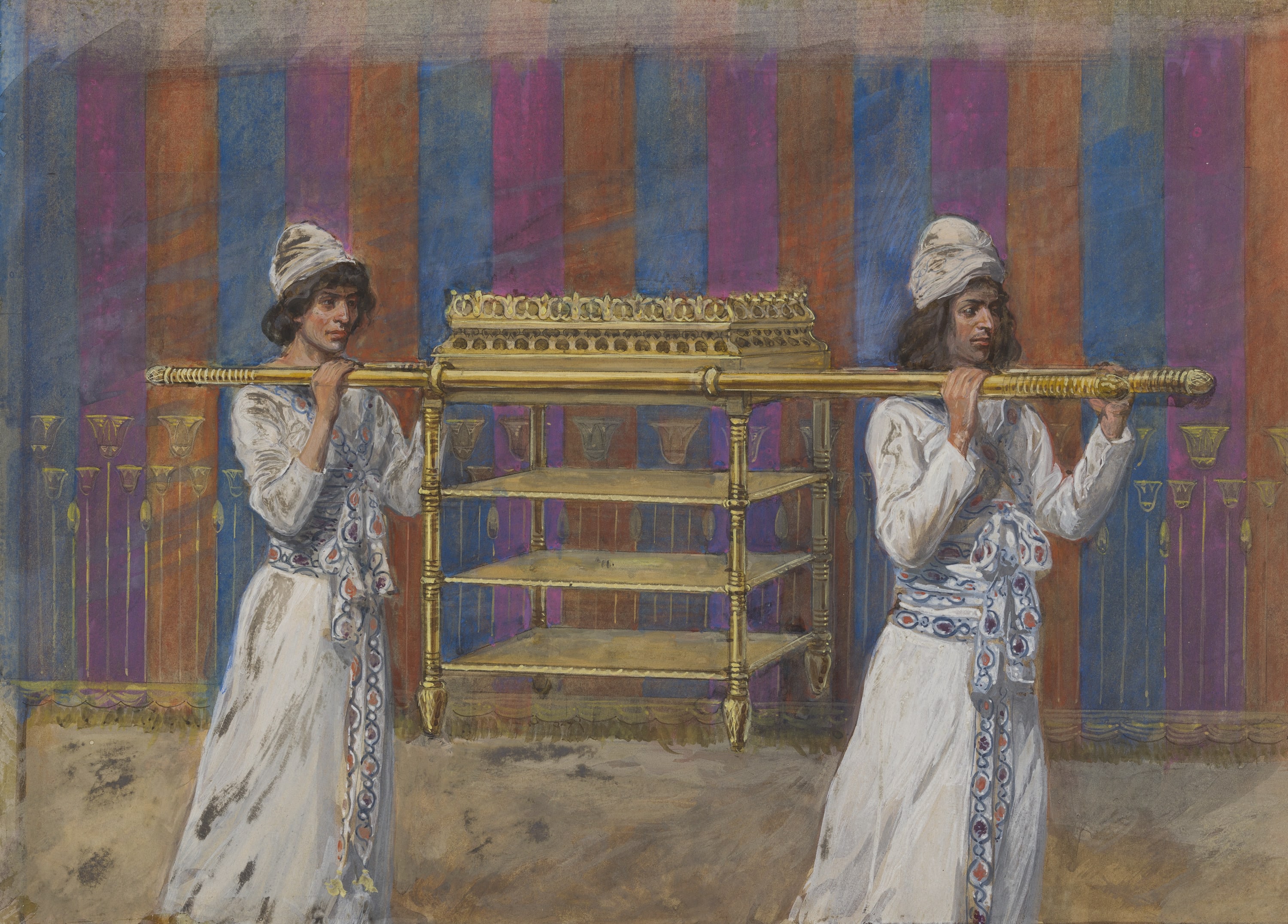 James Jacques Joseph Tissot (French, 1836-1902) and followers, The Table of Offerings (La  table d'offrande), Gouache on board, c. 1896-1902