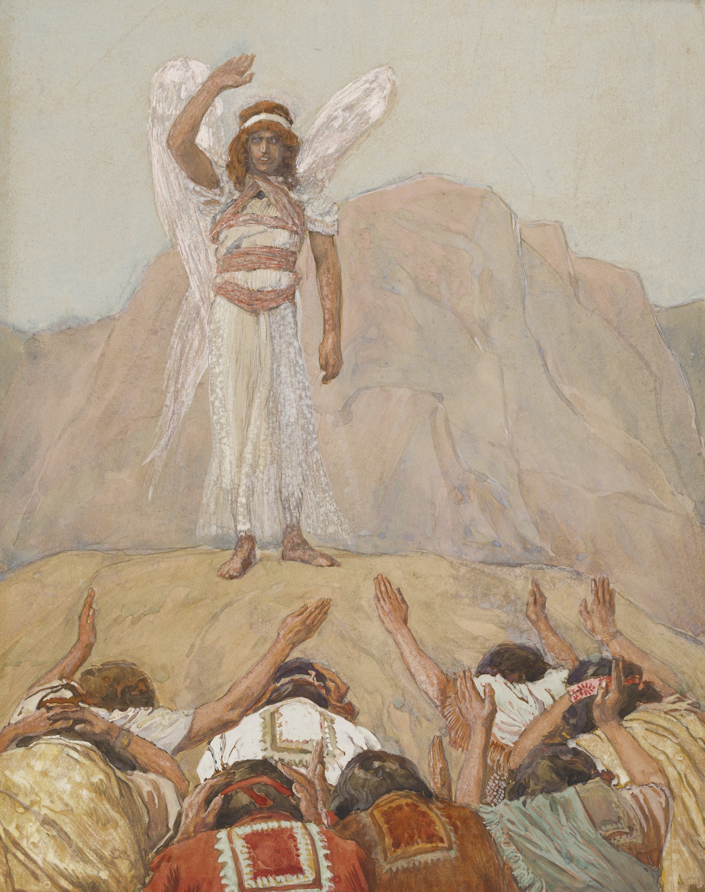 James Jacques Joseph Tissot (French, 1836-1902) and followers, The Angel's Rebuke	(Les reproches d l'ange), Gouache on board, c. 1896-1902