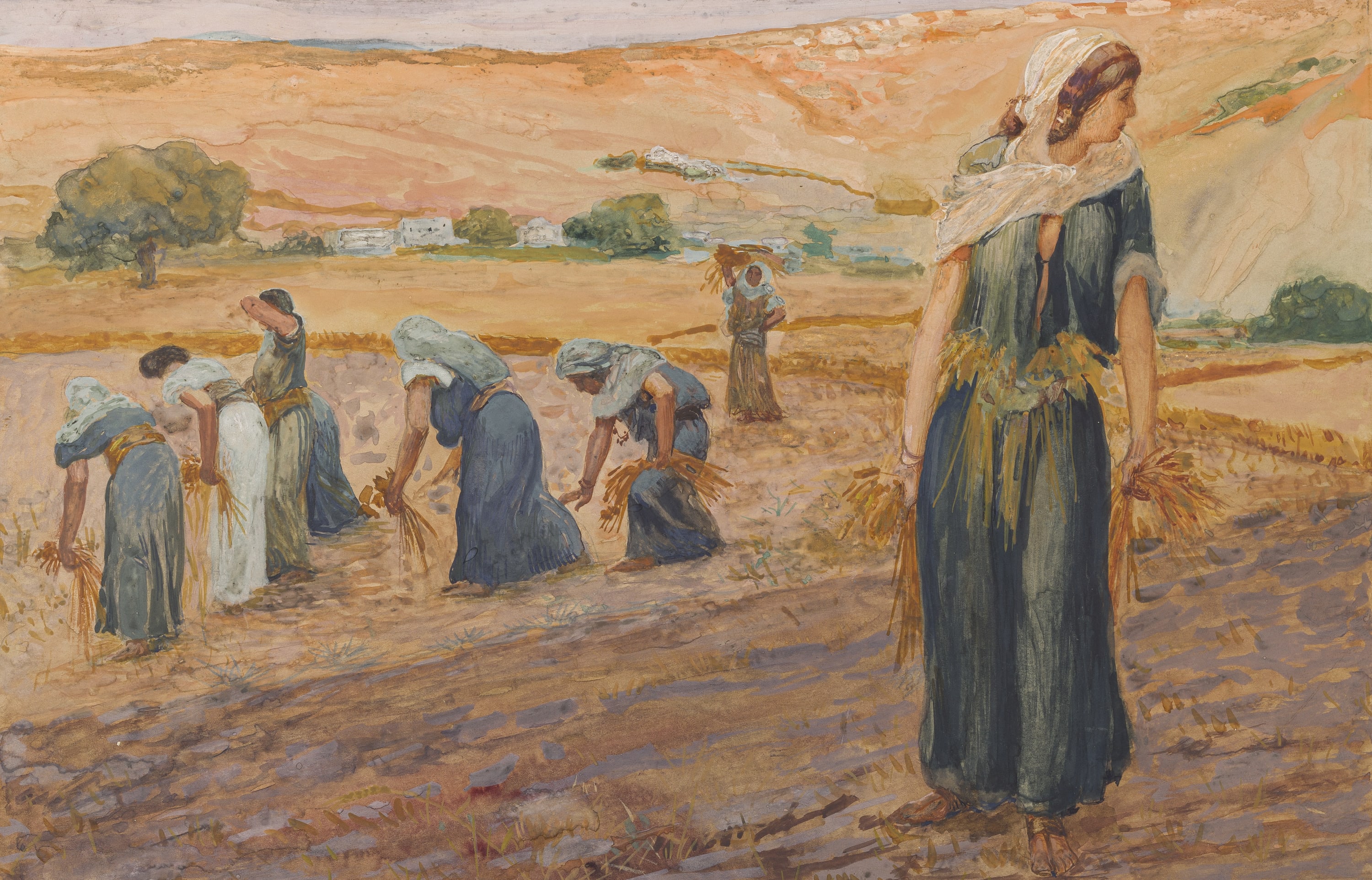 James Jacques Joseph Tissot (French, 1836-1902) and followers, Ruth Gleaning (Ruth glanant), Gouache on board, c. 1896-1902