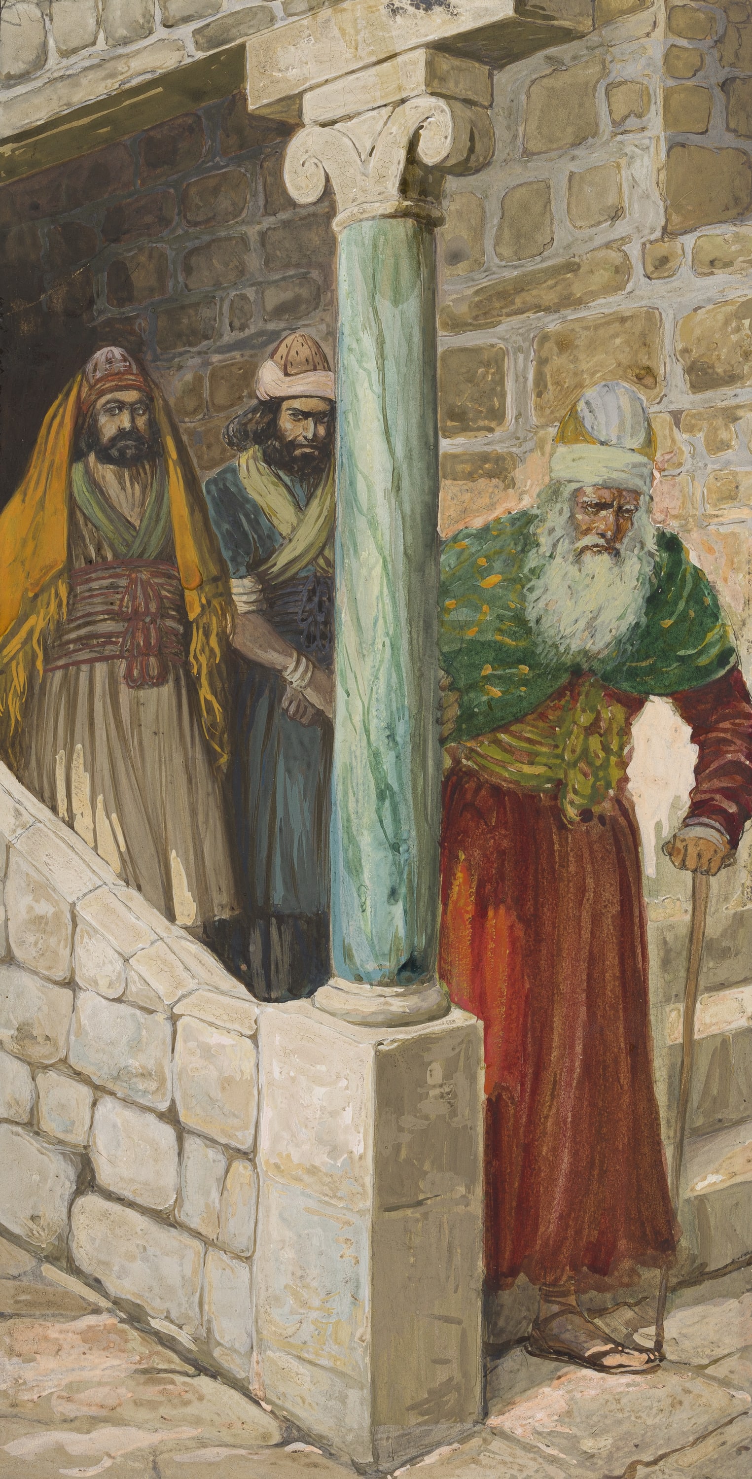 James Jacques Joseph Tissot (French, 1836-1902) and followers, Samuel and His Two Sons (Samuel et  ses deux fils), Gouache on board, c. 1896-1902