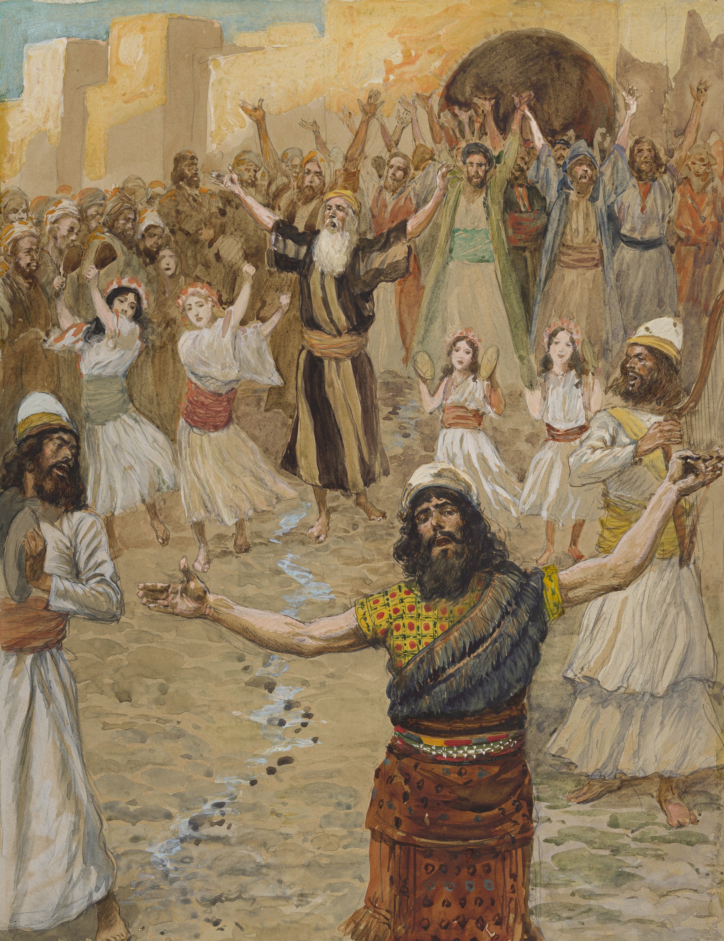 James Jacques Joseph Tissot (French, 1836-1902) and followers, Saul Prophesies With the Prophets (Saül prophétise avec les autres prophètes), Gouache on board, c. 1896-1902