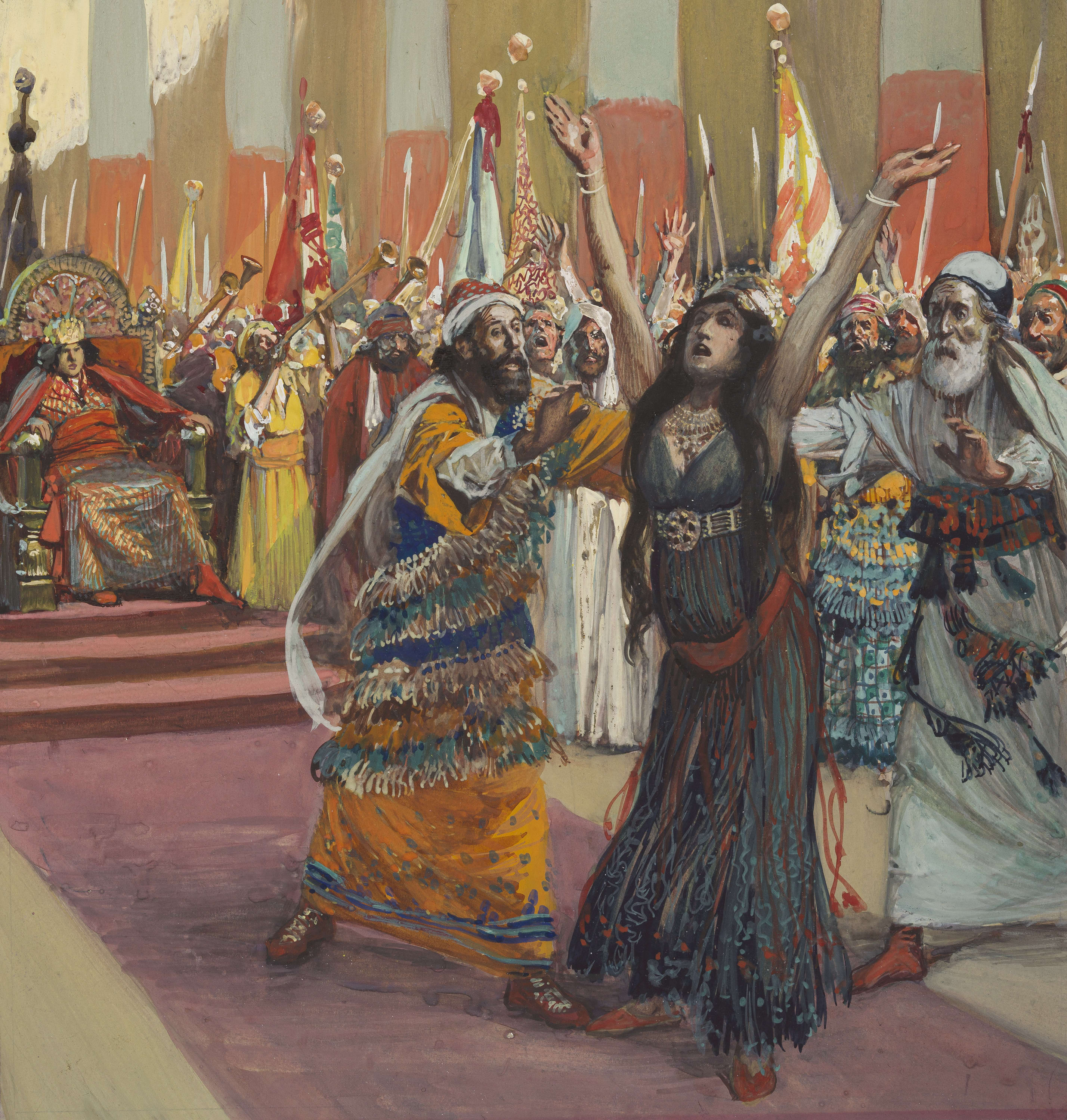 James Jacques Joseph Tissot (French, 1836-1902) and followers, Athaliah and Joash (Athalie et Joas), Gouache on board, c. 1896-1902
