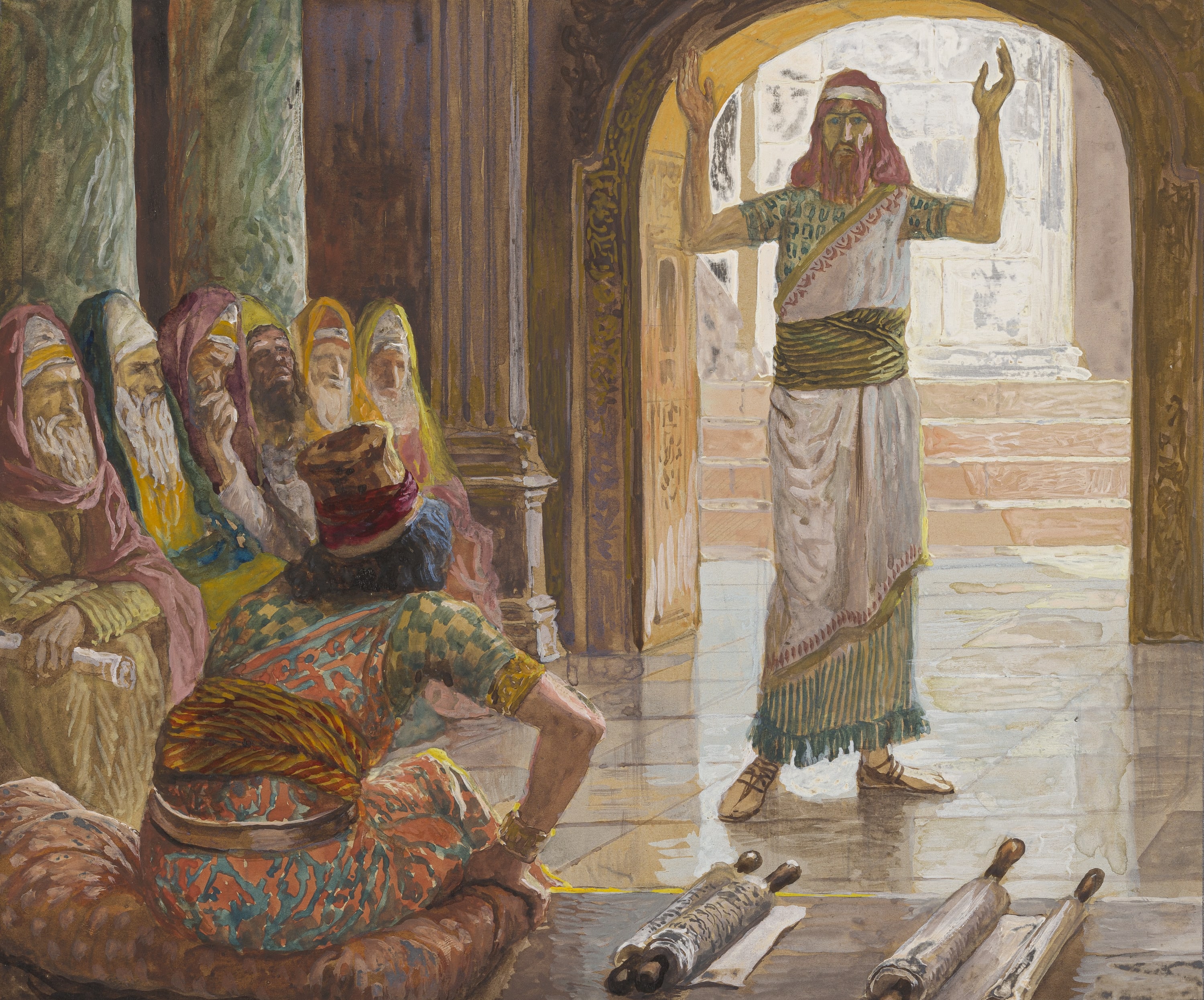 James Jacques Joseph Tissot (French, 1836-1902) and followers, Daniel and the Wise Men (Daniel et les savants), Gouache on board, c. 1896-1902
