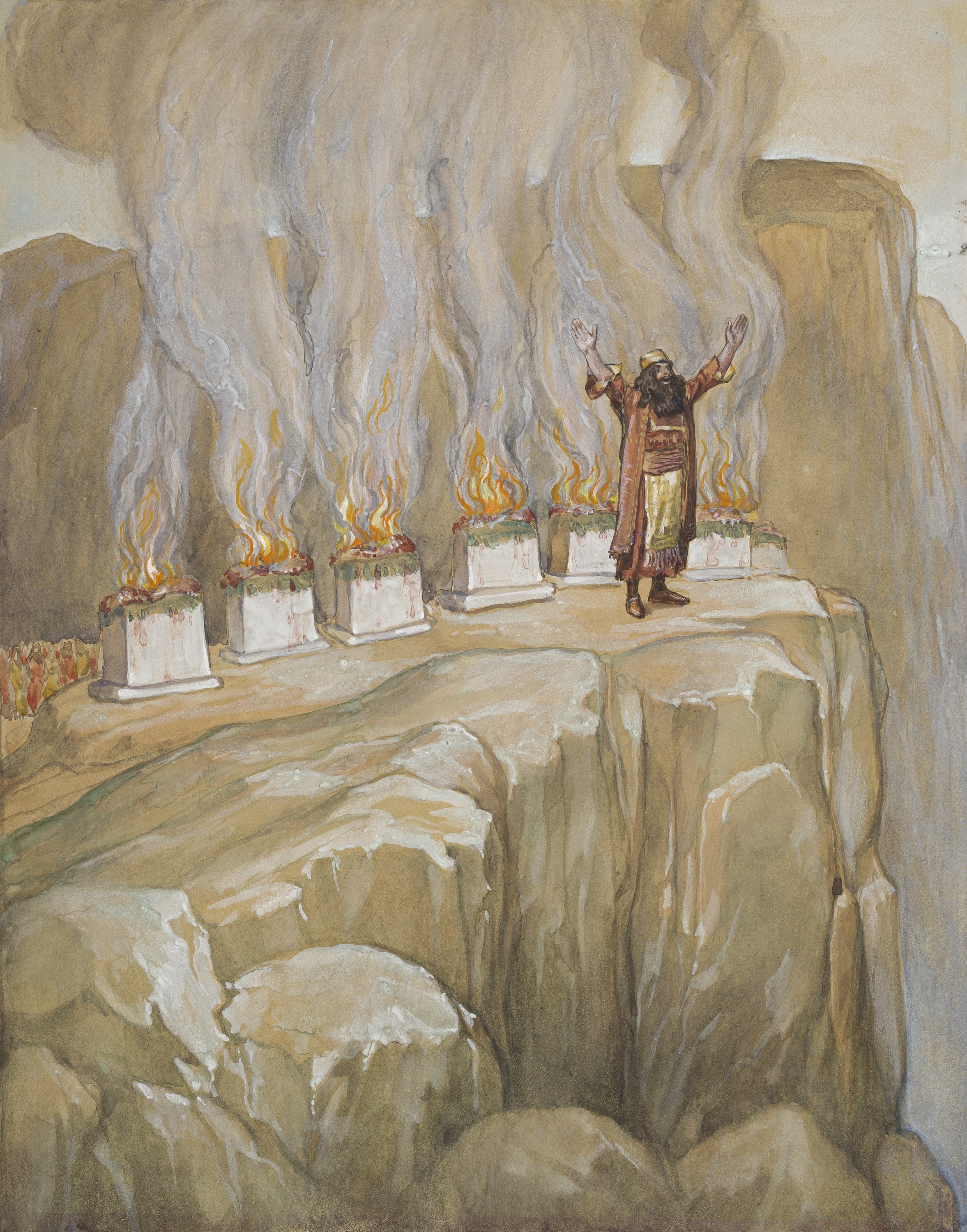 James Jacques Joseph Tissot (French, 1836-1902) and followers, Balaam Prophesies the Glory of Israel (Balaam adore le Signeur), Gouache on board, c. 1896-1902
