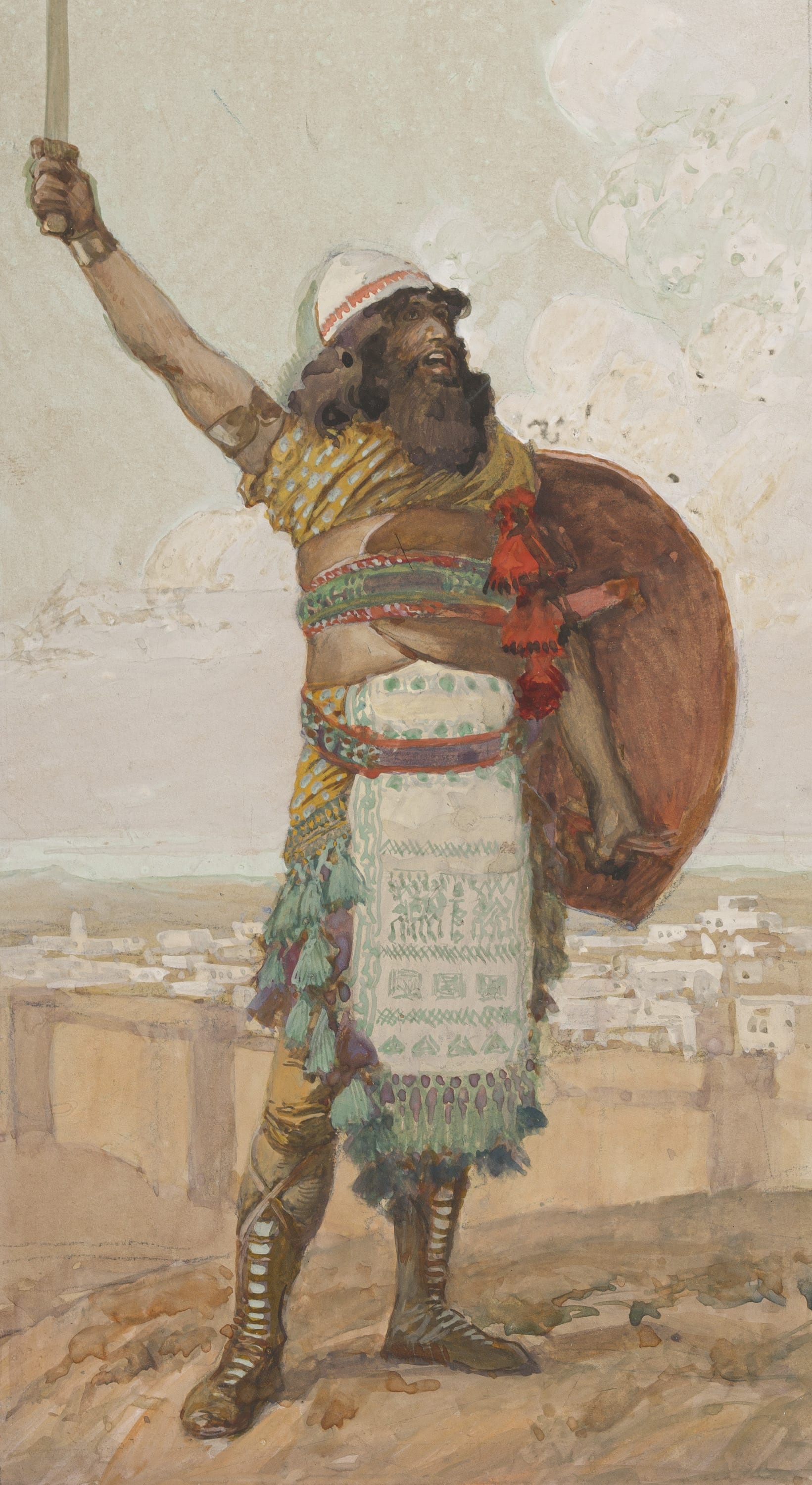 James Jacques Joseph Tissot (French, 1836-1902) and followers, Othniel (Othoniel), Gouache on board, c. 1896-1902