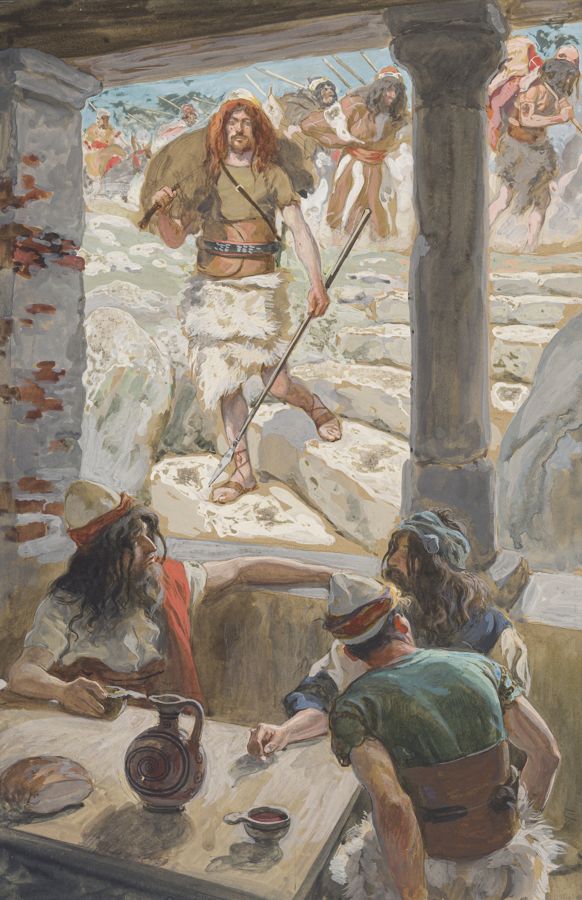 James Jacques Joseph Tissot (French, 1836-1902) and followers, David Returns to Achish (David revient trouver Achis), Gouache on board, c. 1896-1902