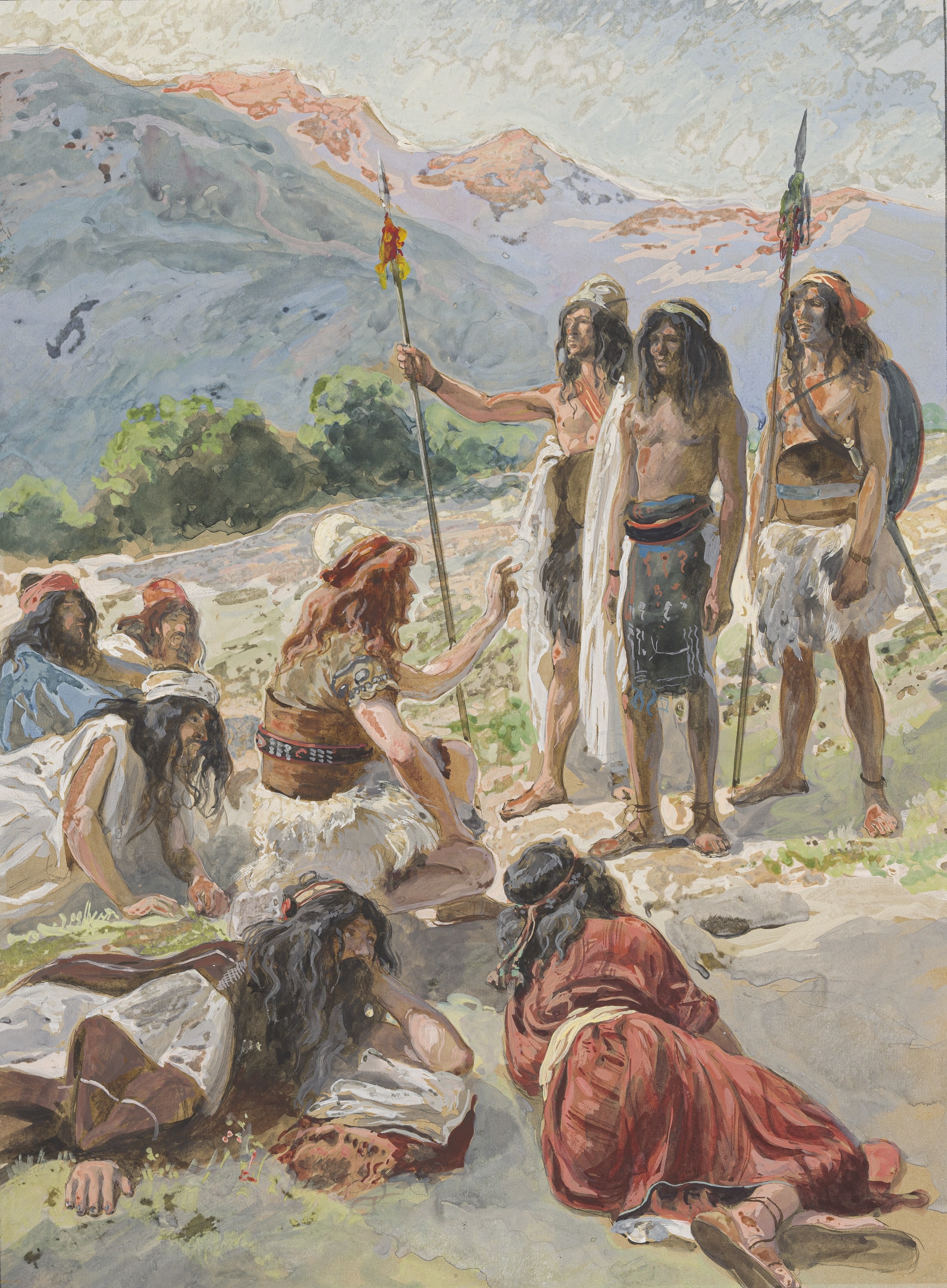 James Jacques Joseph Tissot (French, 1836-1902) and followers, An Egyptian is Brought to David (Un Egyptien est amené à David), Gouache on board, c. 1896-1902