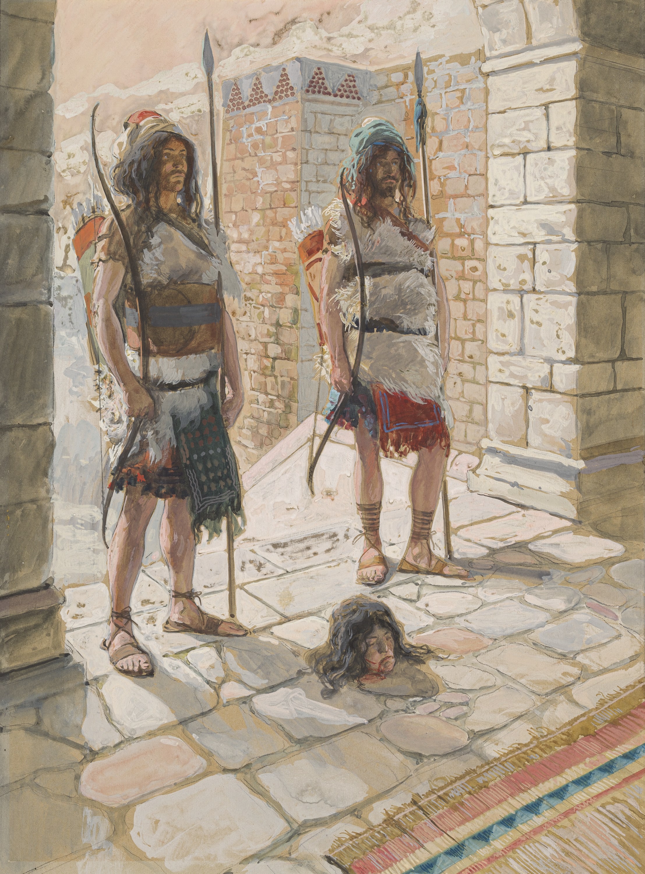 James Jacques Joseph Tissot (French, 1836-1902) and followers, Rechab and Baanah Bring the Head of Ish-Bosheth (Rechab et Baana apportent la tète d'Isboseth), Gouache on board, c. 1896-1902