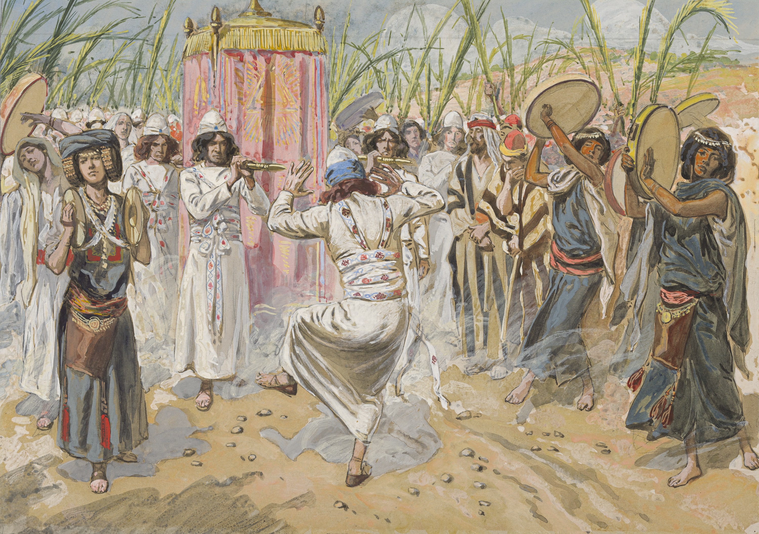 James Jacques Joseph Tissot (French, 1836-1902) and followers, David Dancing Before the Ark (David danse devant l'arche), Gouache on board, c. 1896-1902