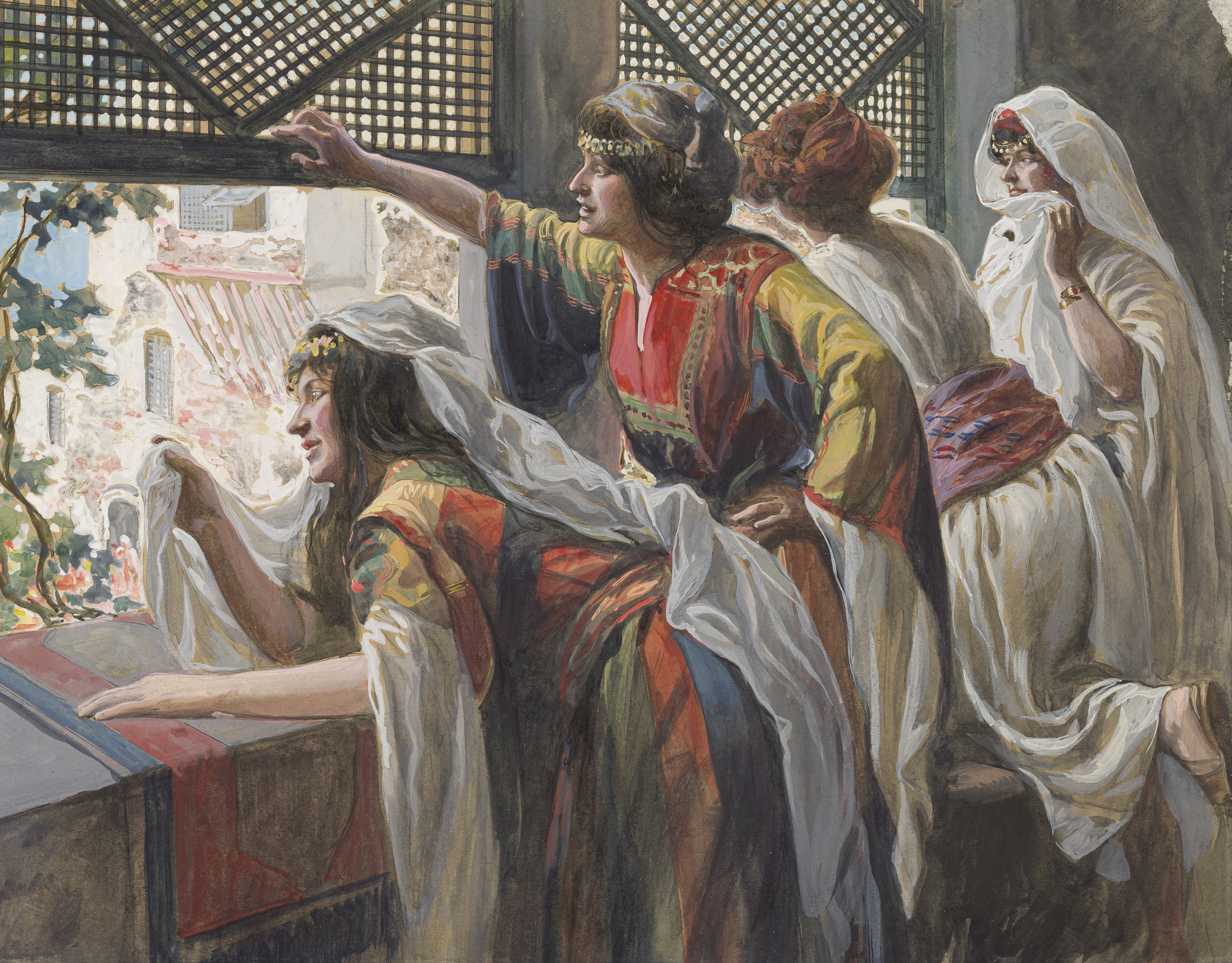 James Jacques Joseph Tissot (French, 1836-1902) and followers, Michal Despises David (Michol se moque de David), Gouache on board, c. 1896-1902