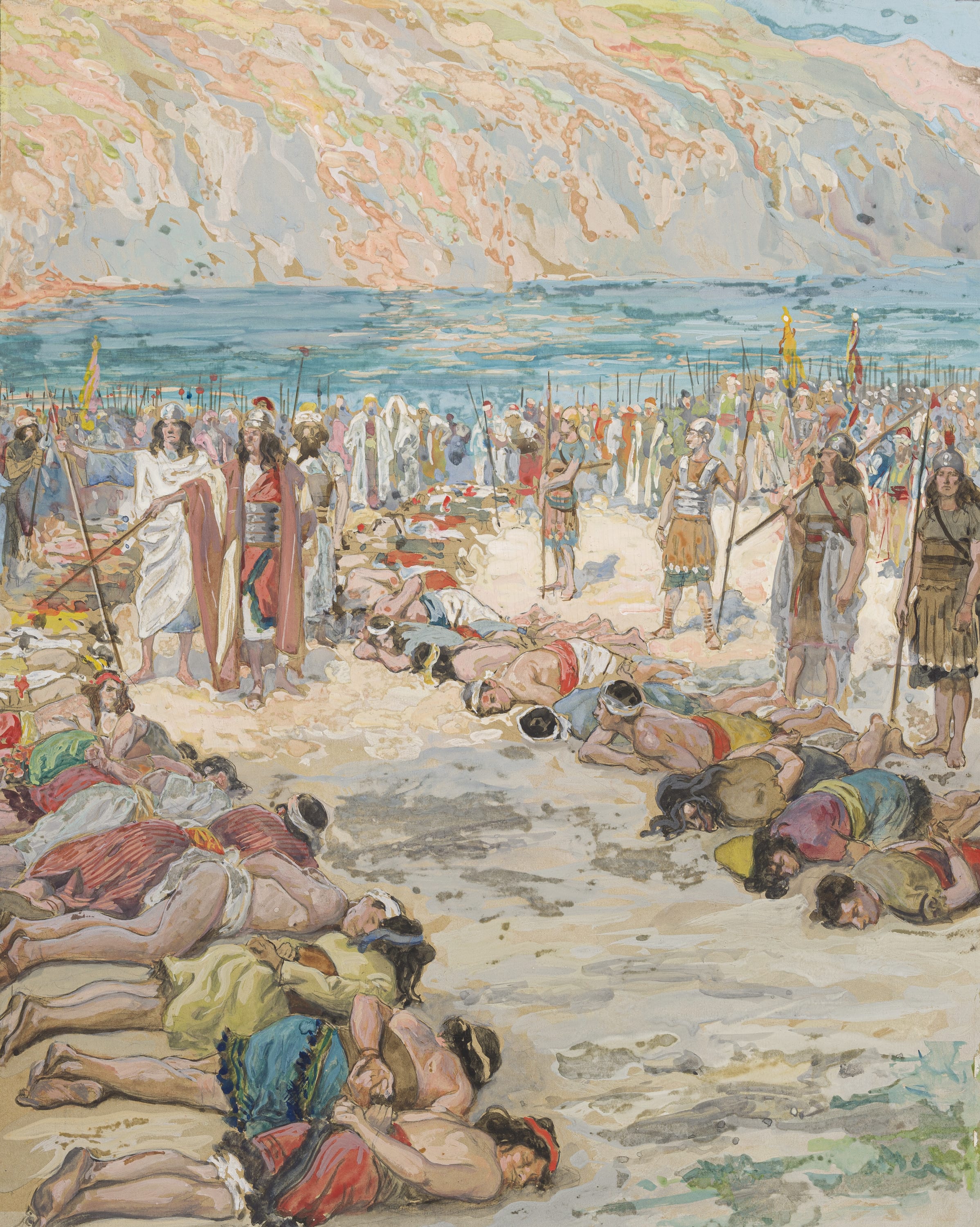 James Jacques Joseph Tissot (French, 1836-1902) and followers, The Moabites Taken Prisoners (Les Moabites prisonniers), Gouache on board, c. 1896-1902