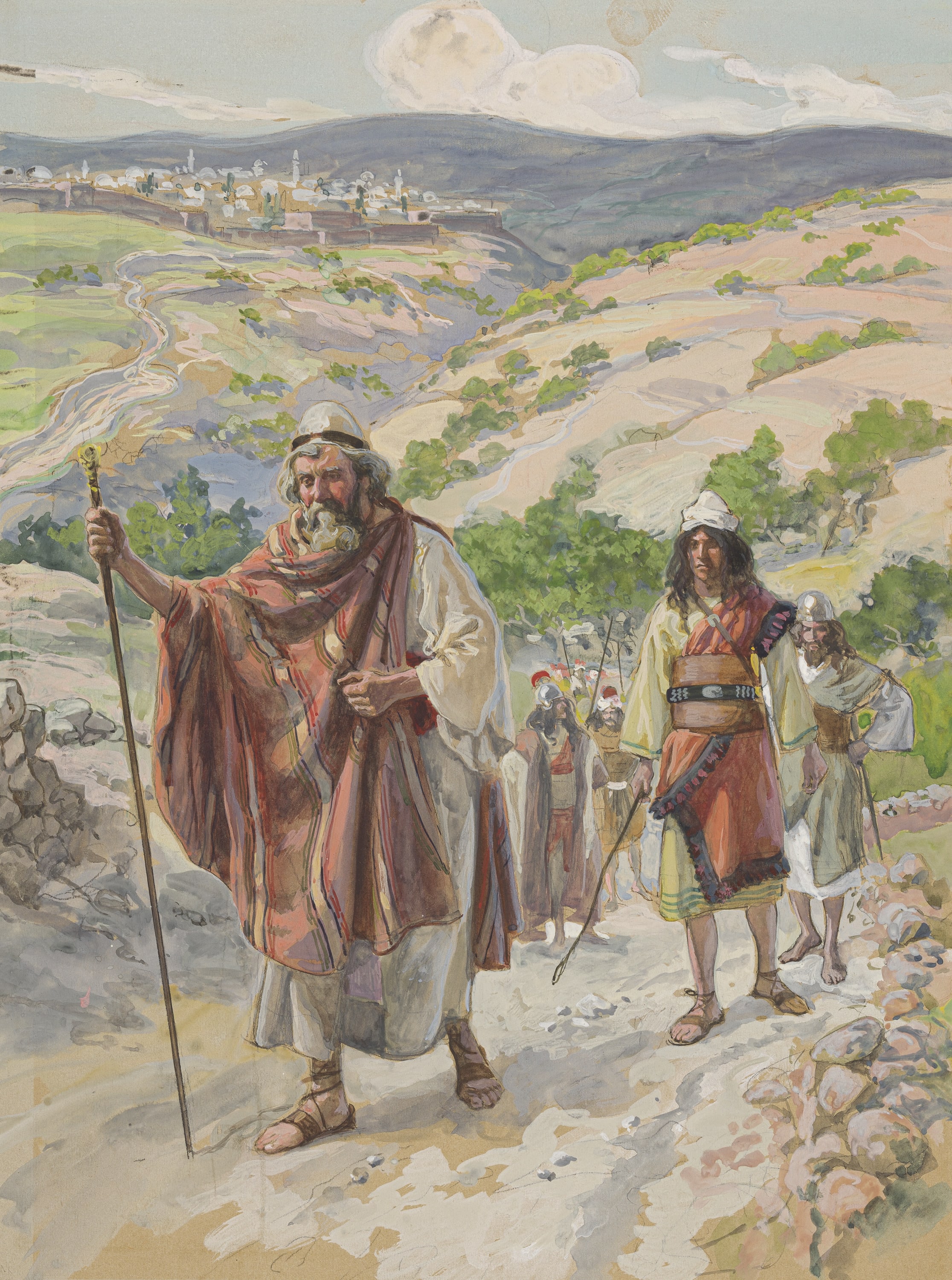 James Jacques Joseph Tissot (French, 1836-1902) and followers, David Quits Jerusalem (David quitte Jérusalem), Gouache on board, c. 1896-1902