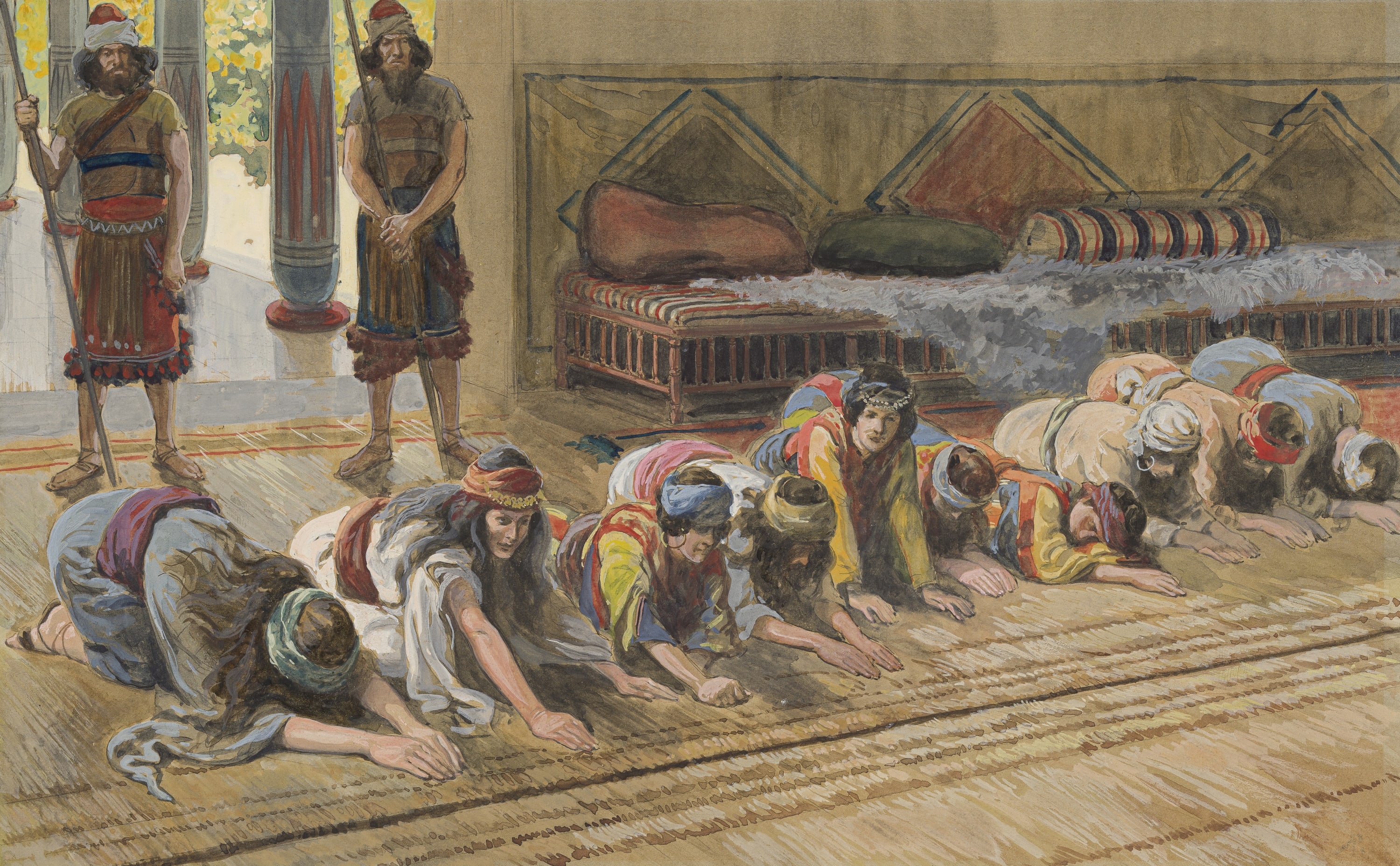James Jacques Joseph Tissot, The Wives of David (Les femmes de David), Gouache on board, c. 1896-1902