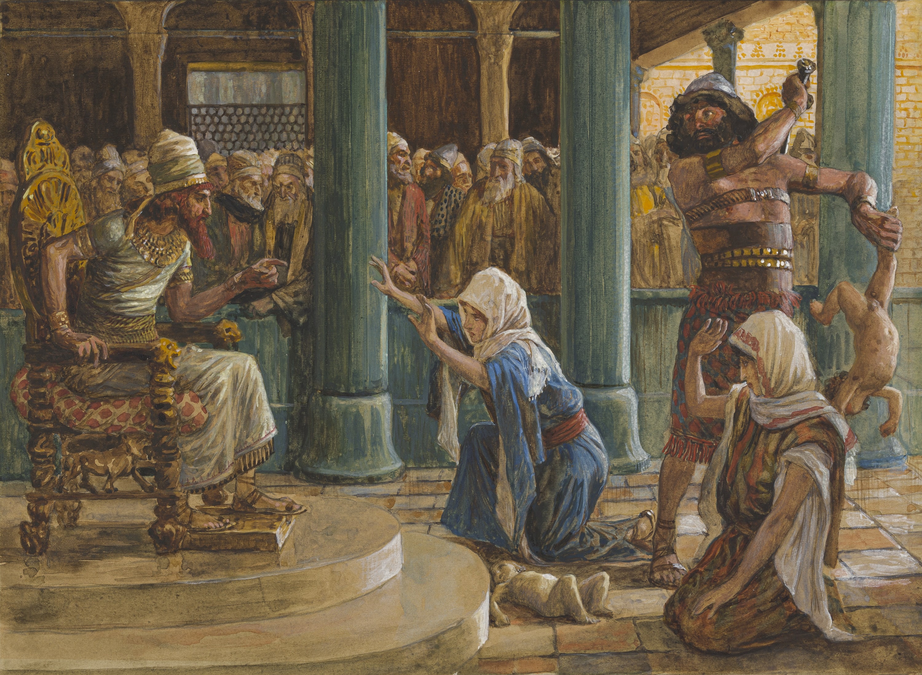 James Jacques Joseph Tissot (French, 1836-1902) and followers, The Wisdom of Solomon (Judement de Salomon), Gouache on board, c. 1896-1902