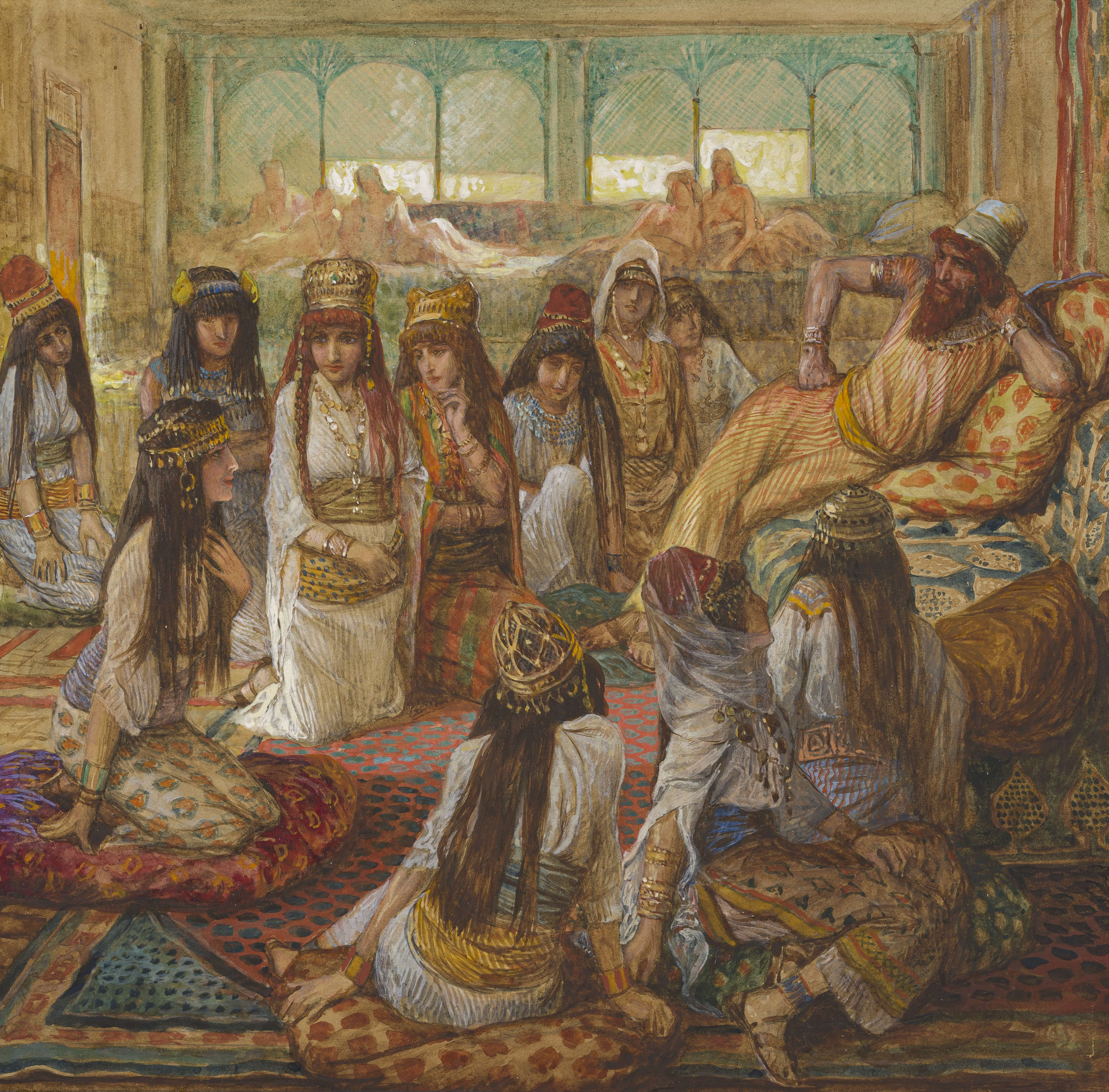 James Jacques Joseph Tissot (French, 1836-1902) and followers, Solomon and His Harem (Salomon et son Harem), Gouache on board, c. 1896-1902
