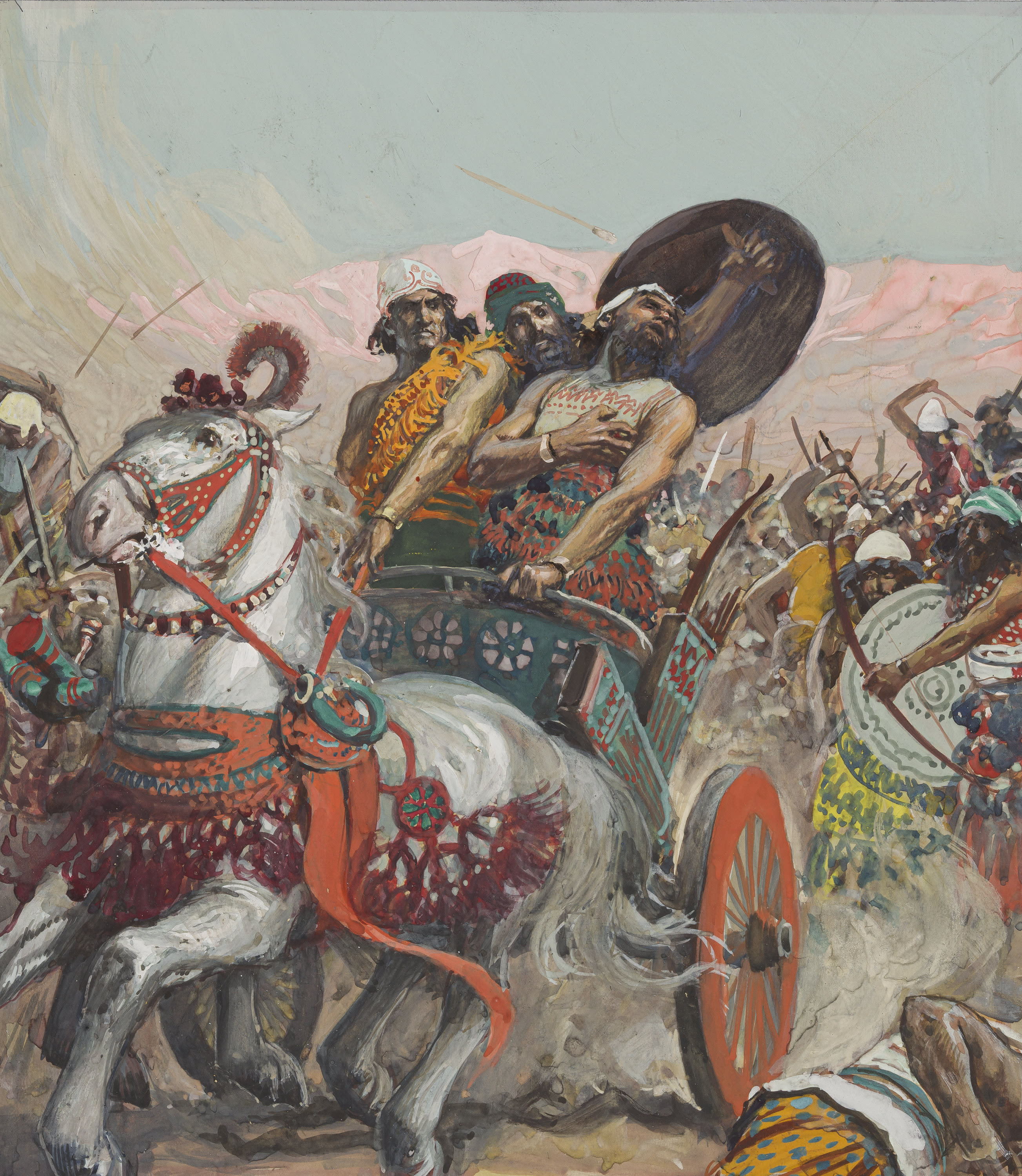 James Jacques Joseph Tissot (French, 1836-1902) and followers, Ahab Pierced by an Arrow (Ahab est percé d'une flèche), Gouache on board, c. 1896-1902
