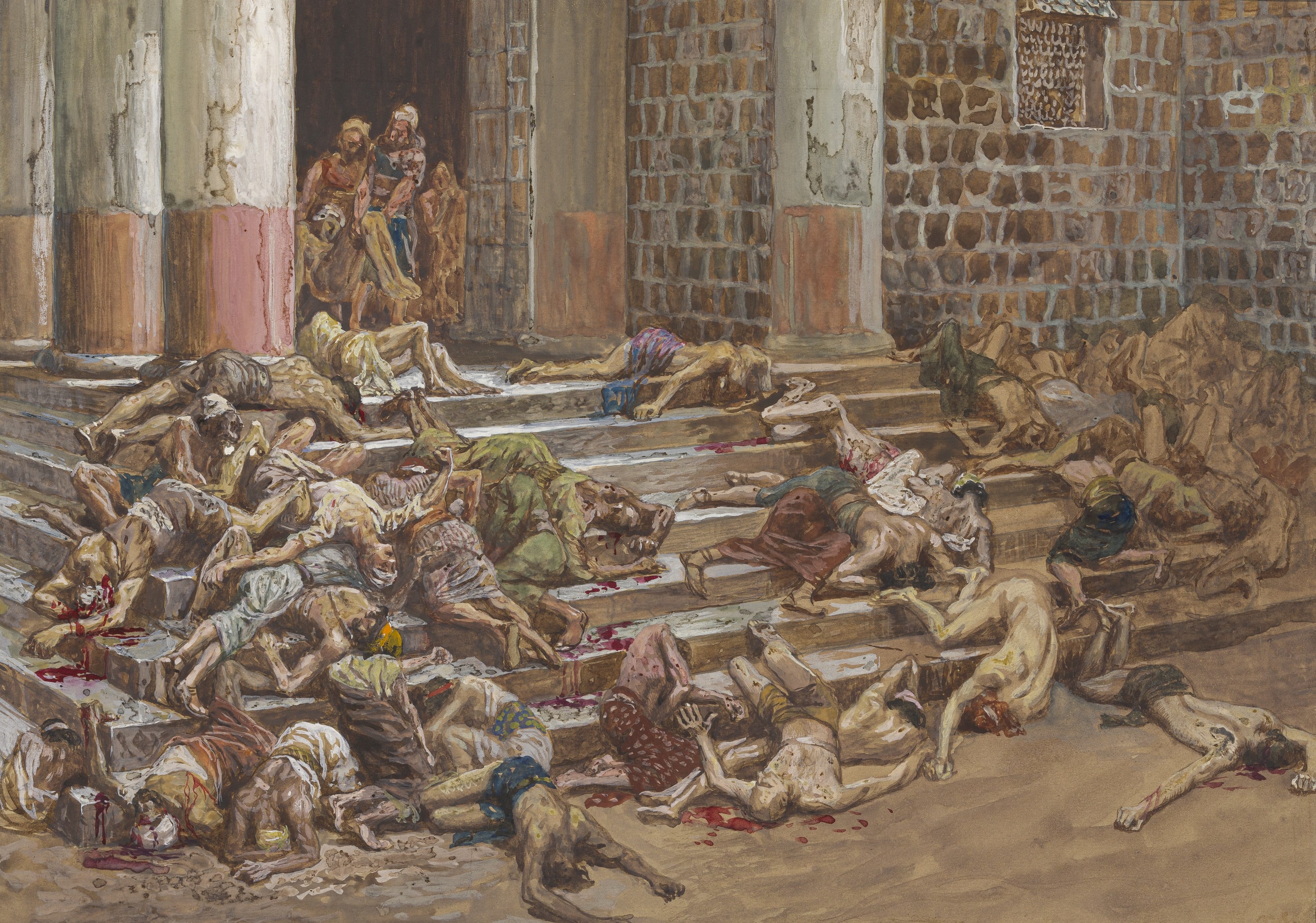 James Jacques Joseph Tissot (French, 1836-1902) and followers, The Dead Bodies Thrown Outside the Temple (Les cadavres jetés à la porte du temple), Gouache on board, c. 1896-1902