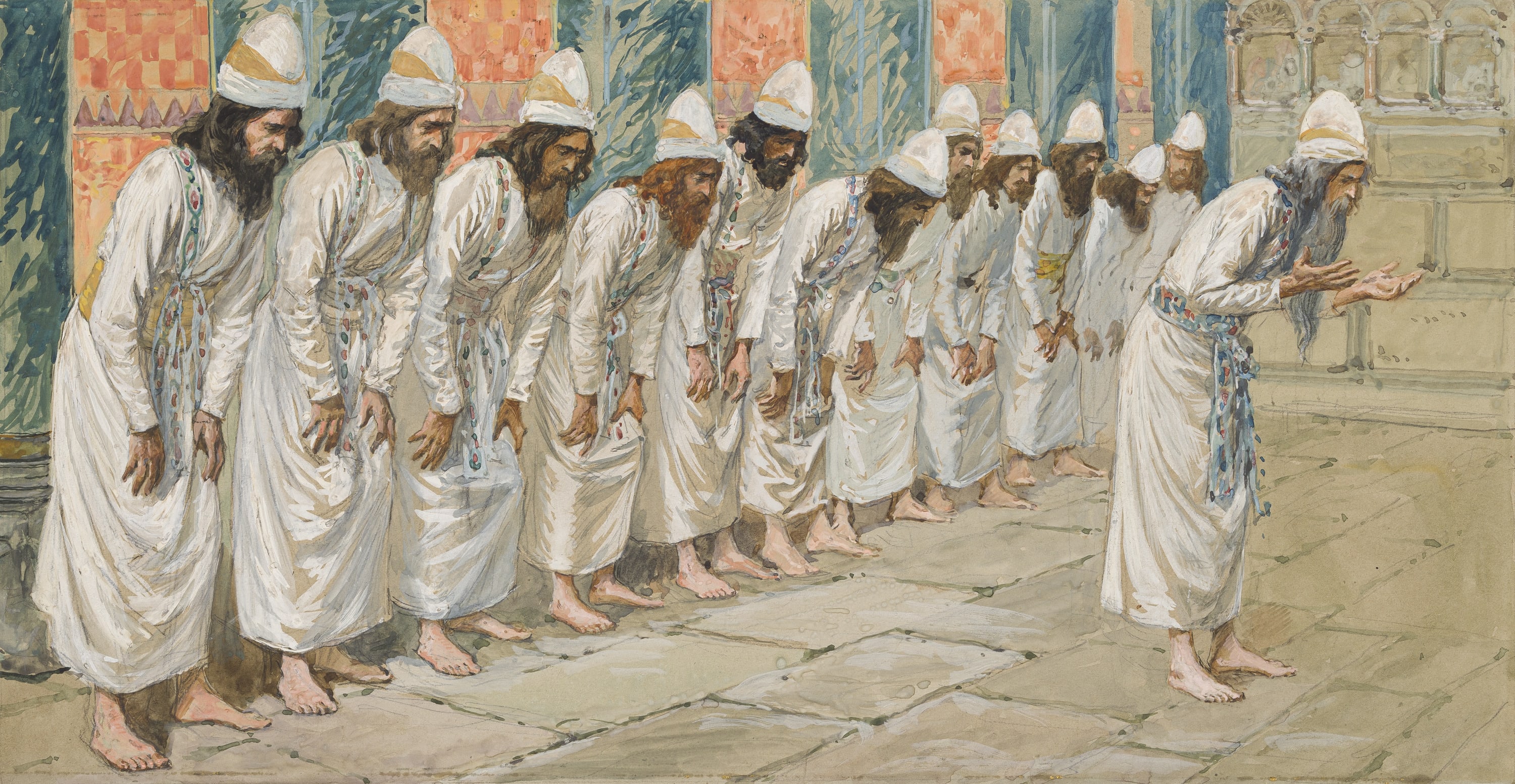 James Jacques Joseph Tissot (French, 1836-1902) and followers, The Priests (Les prètres), Gouache on board, c. 1896-1902