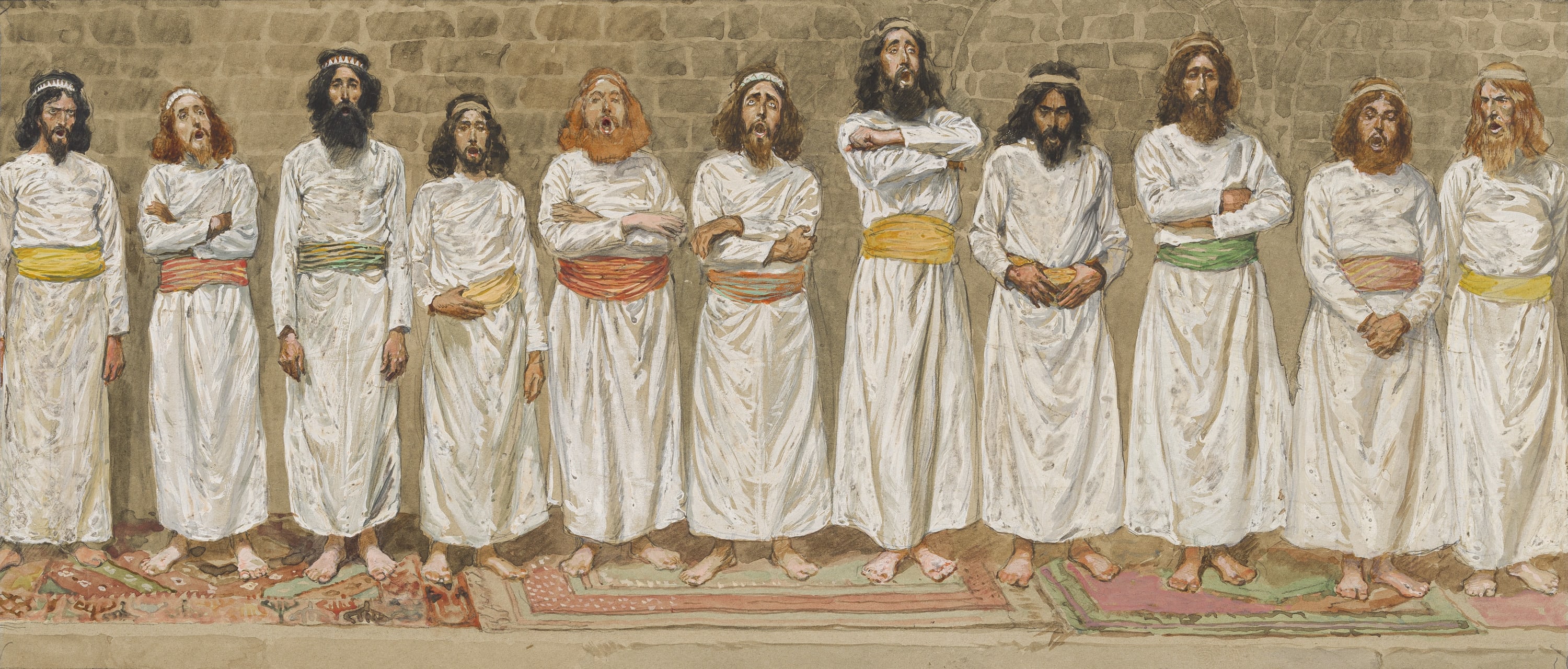 James Jacques Joseph Tissot (French, 1836-1902) and followers, The Choristers (Les chantres), Gouache on board, c. 1896-1902