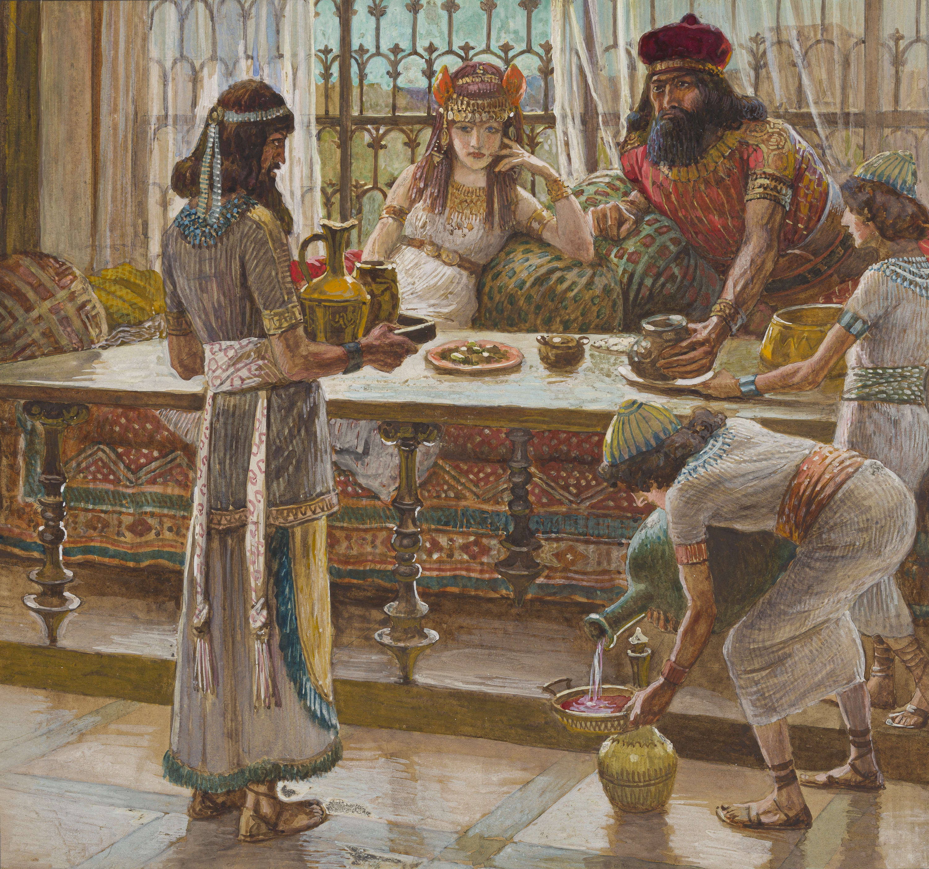 James Jacques Joseph Tissot (French, 1836-1902) and followers, Nehemiah and the King (Esdras et son Roi), Gouache on board, c. 1896-1902