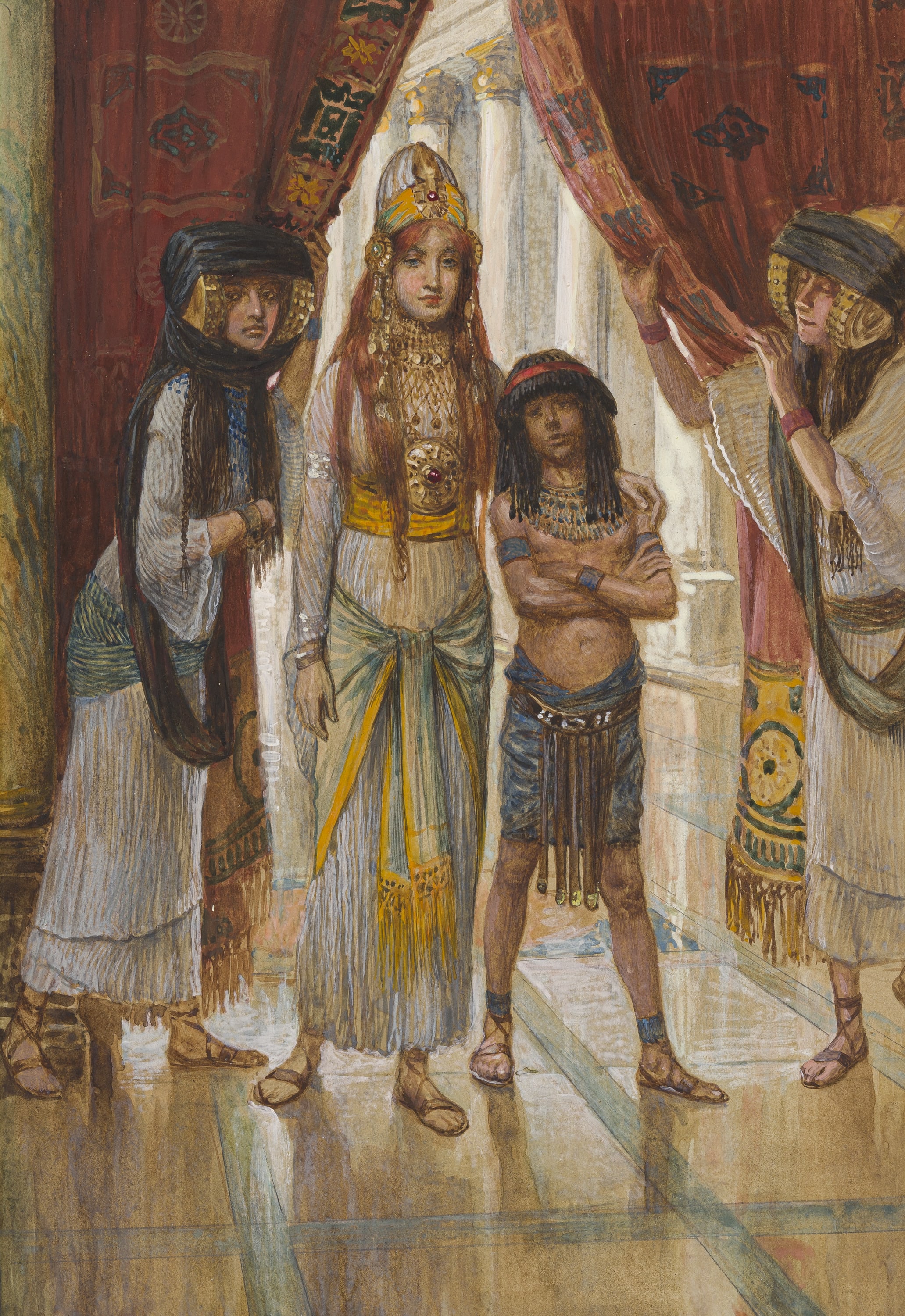James Jacques Joseph Tissot (French, 1836-1902) and followers, Esther Presented to Ahasuerus (Esther est présentée à Assuérus), Gouache on board, c. 1896-1902