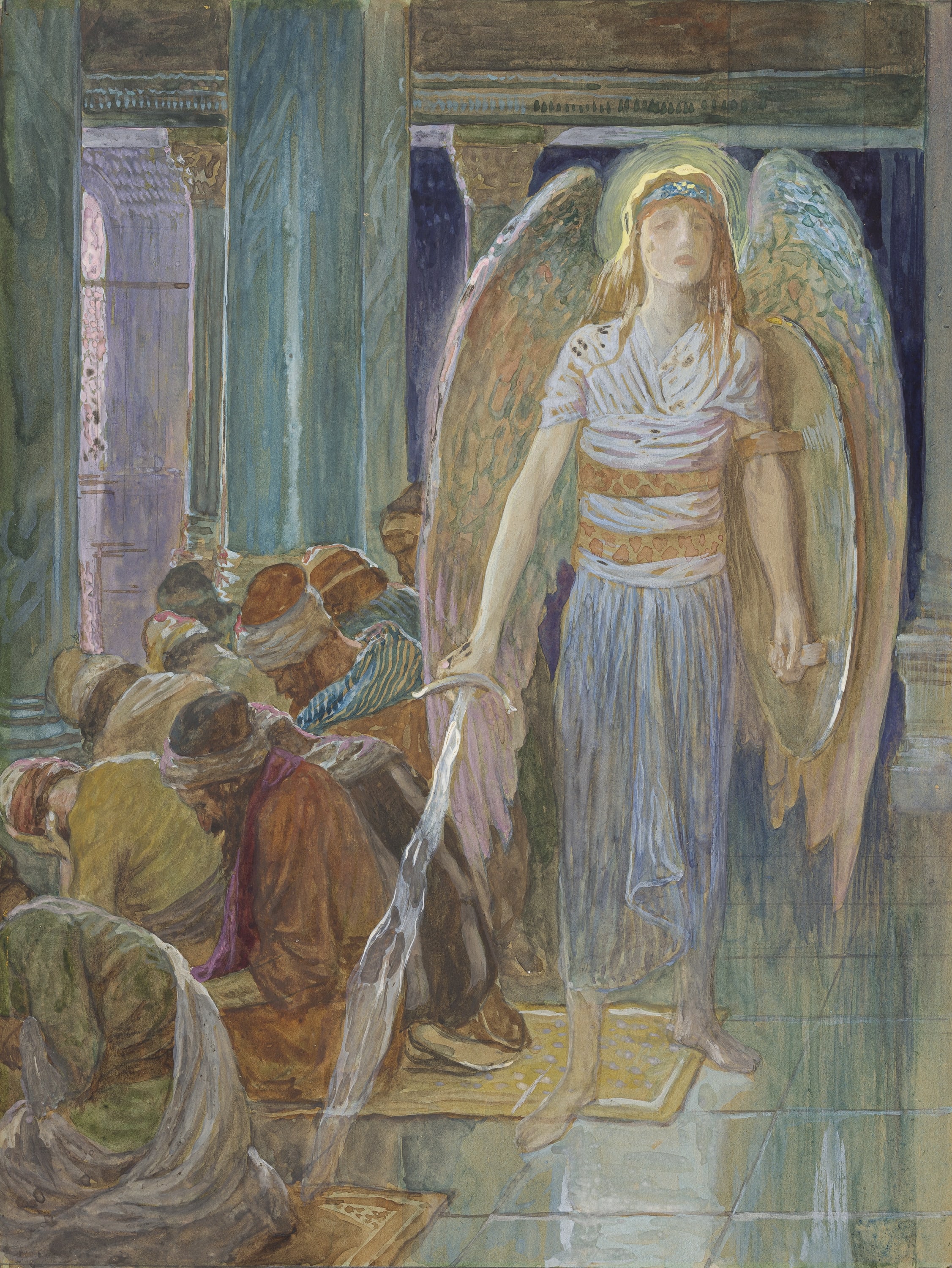 James Jacques Joseph Tissot (French, 1836-1902) and followers, The Guardian Angel (L'ange qui veille), Gouache on board, c. 1896-1902