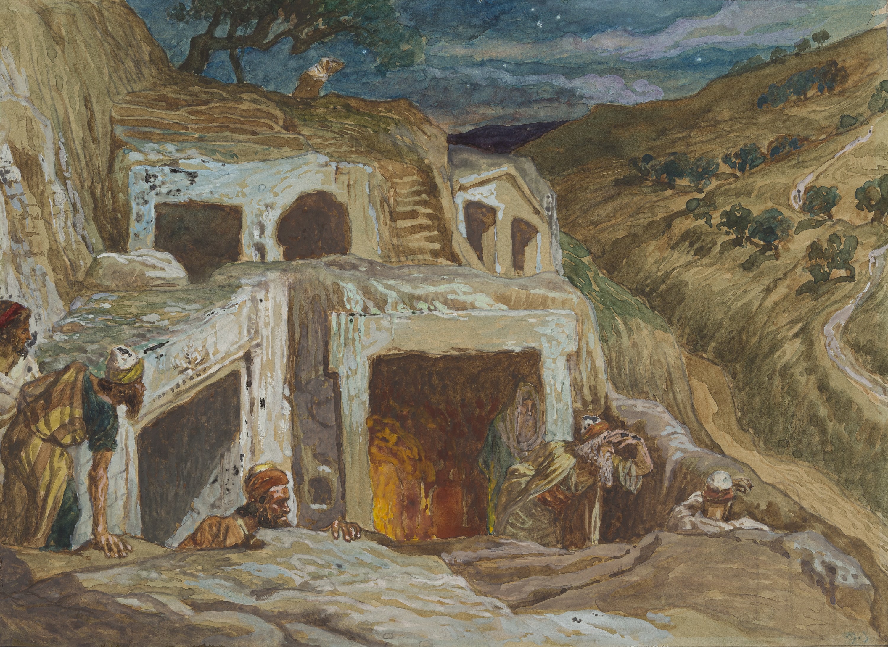 James Jacques Joseph Tissot (French, 1836-1902) and followers, Those That Dwell in Sepulchres (Ceux qui habitent les sépulcres), Gouache on board, c. 1896-1902