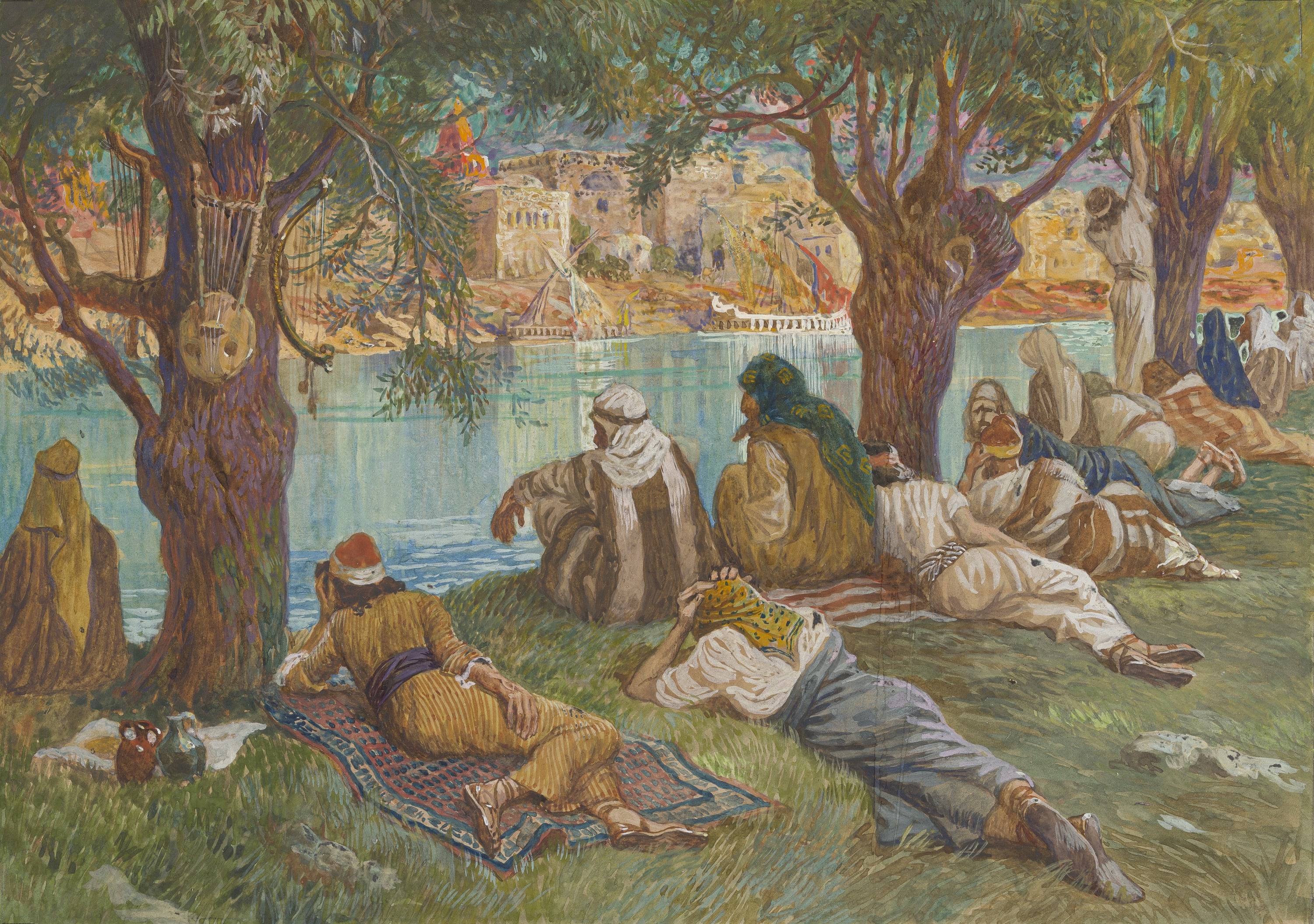 James Jacques Joseph Tissot (French, 1836-1902) and followers, By the Waters of Babel (Super Flumina Babylonis), Gouache on board, c. 1896-1902