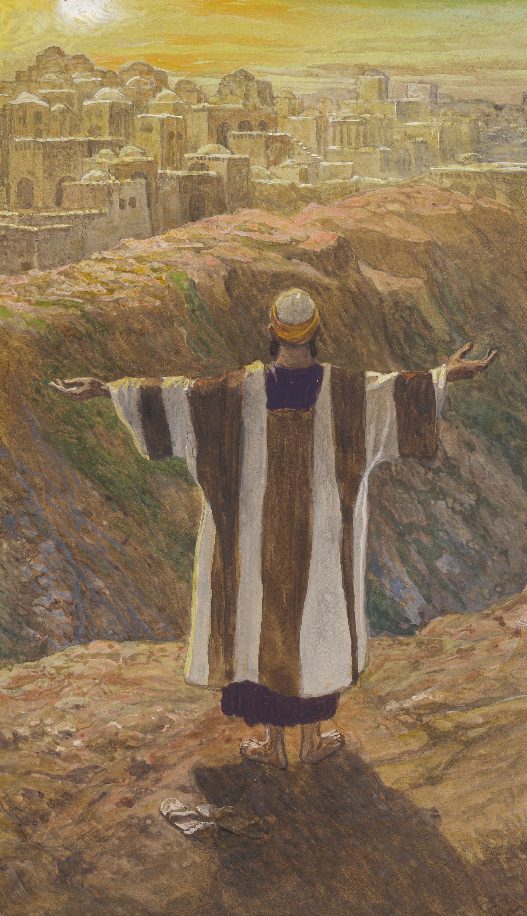 James Jacques Joseph Tissot (French, 1836-1902) and followers, I Will Worship Toward Thy Temple (J'adore en me tournant), Gouache on board, c. 1896-1902