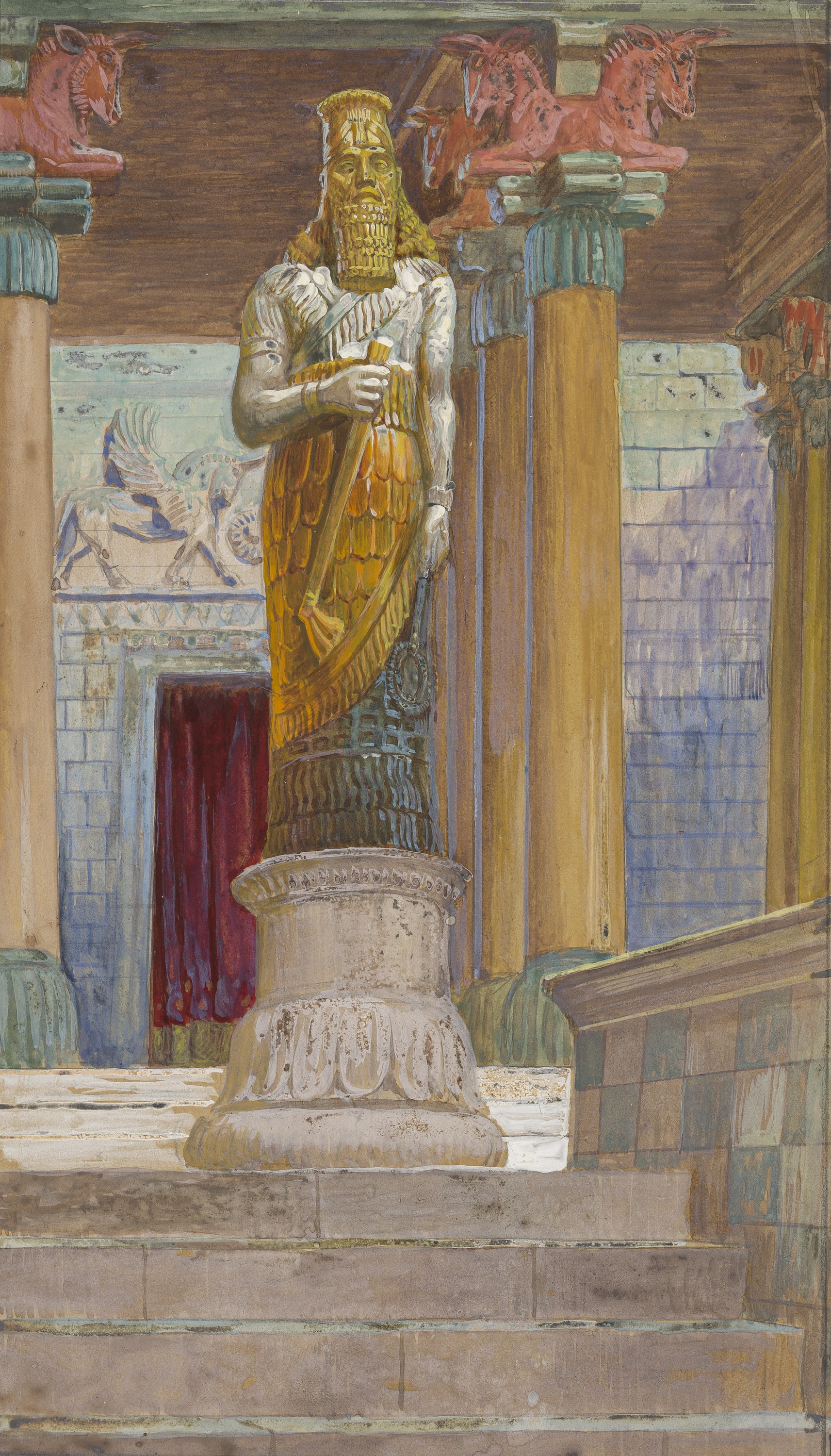 James Jacques Joseph Tissot (French, 1836-1902) and followers, The Statue of Nebuchadnezzar	 (La statue de Nabuchodonozor), Gouache on board, c. 1896-1902