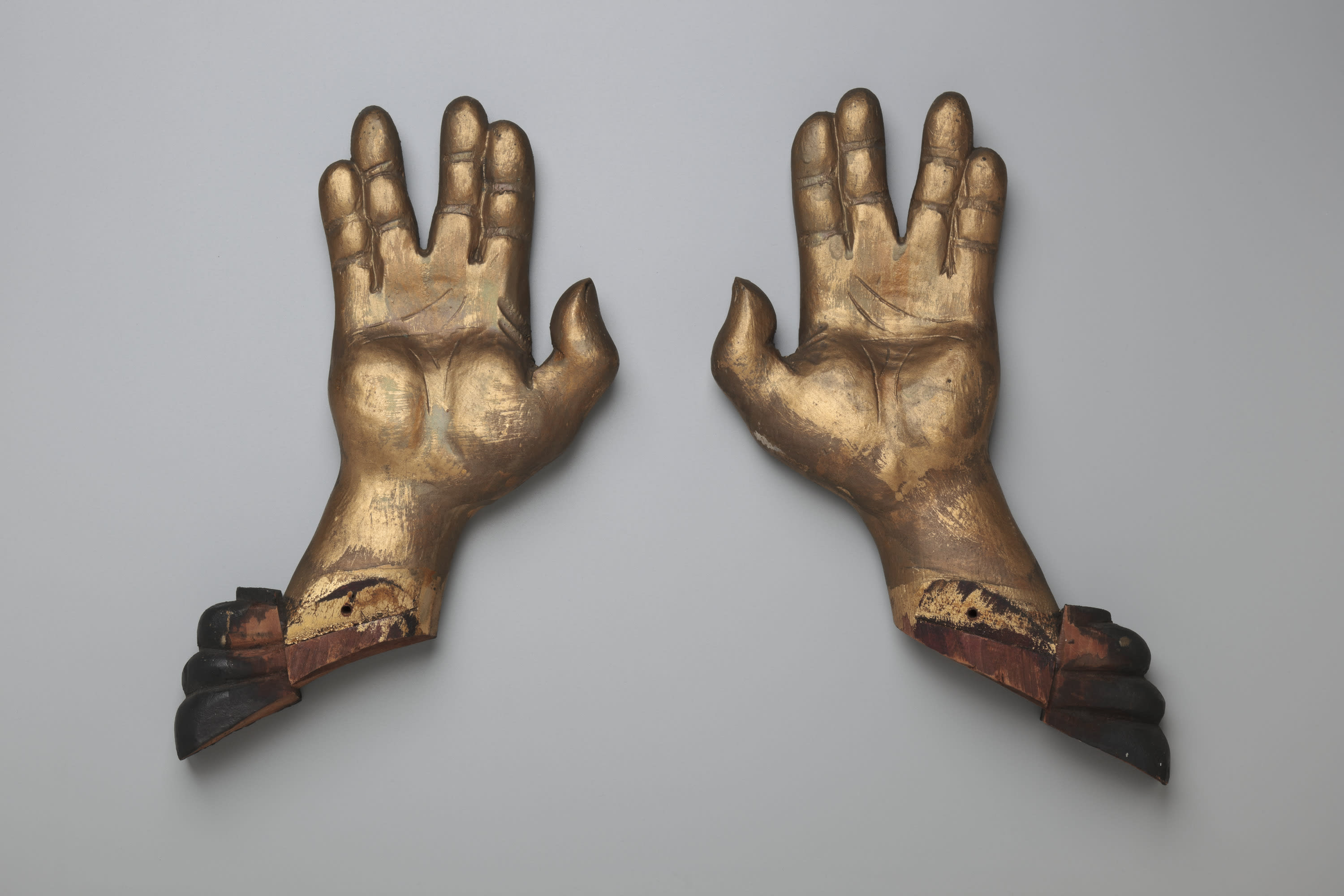 Torah Ark Fragment Blessing Hands, Wood: carved and incised; gold paint, 1893
