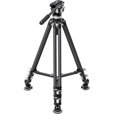 LEOFOTO LVC-253C CARBON FIBER TWIN LEG TRIPOD WITH BV-15 VIDEO HEAD SYSTEM